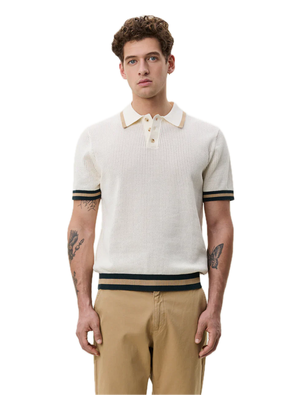 Lace Knitted Polo  Eggnog White - Image 3