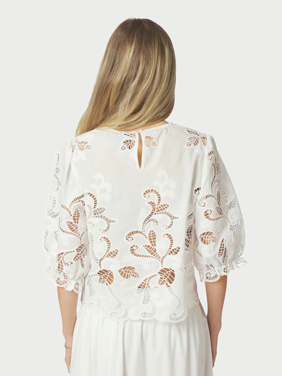 Fia Embroidery Blouse  White - Image 4