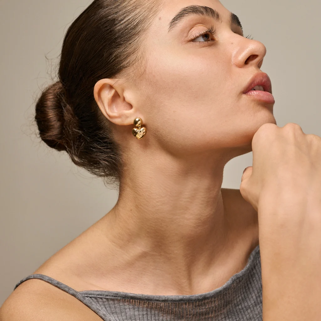 Poma Heart, Earrings  Gold - Image 2
