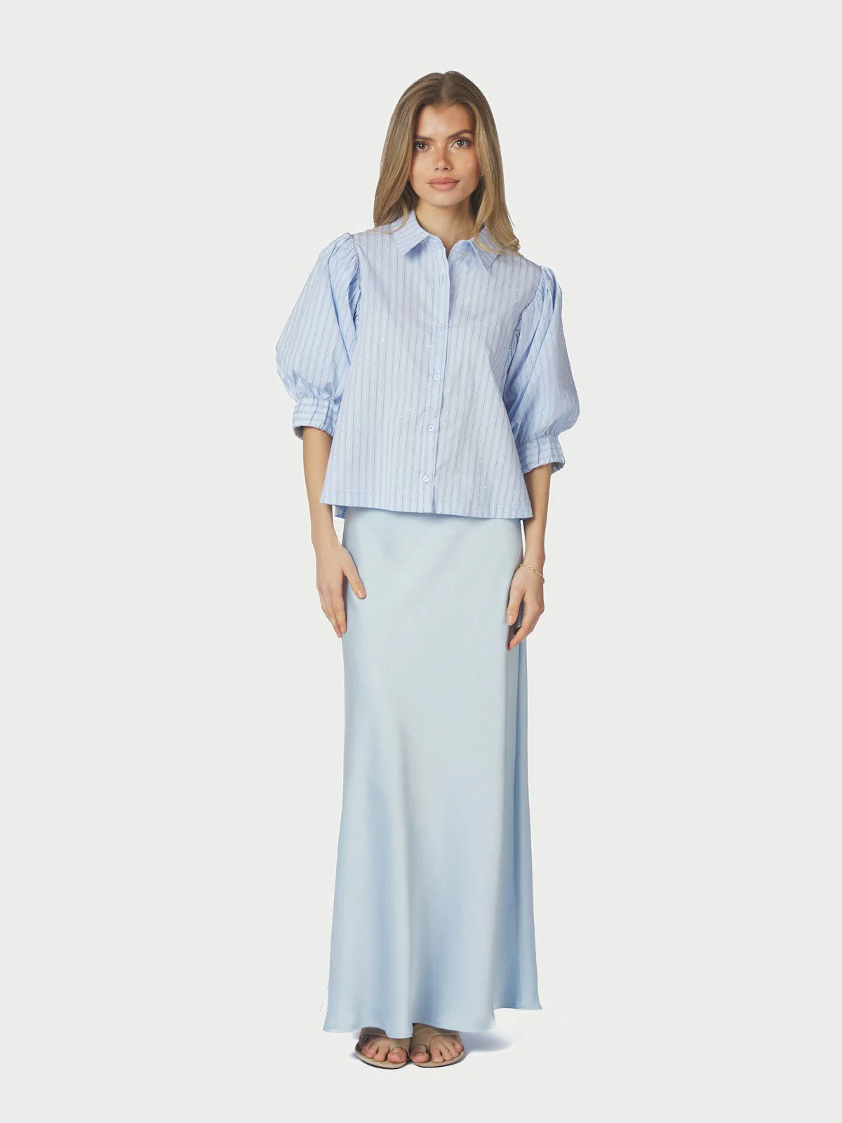 Etta Stripe Stone Shirt  Light Blue - Image 3