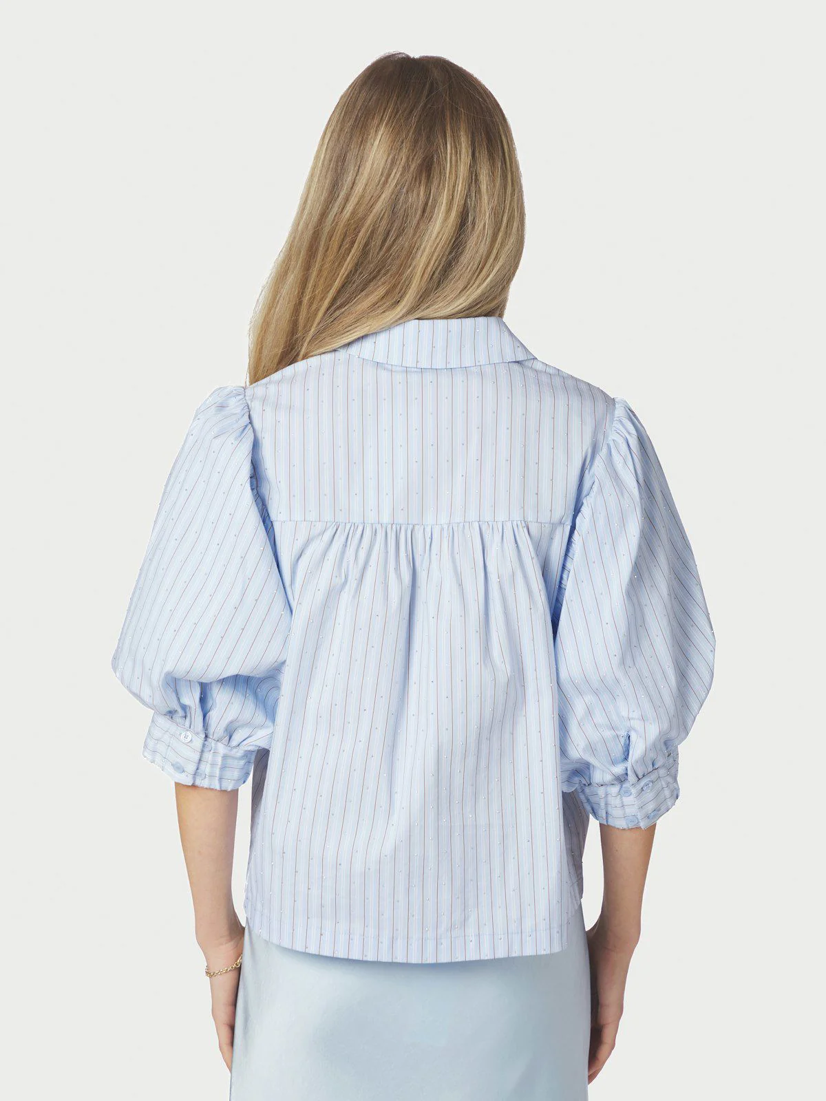 Etta Stripe Stone Shirt  Light Blue - Image 4