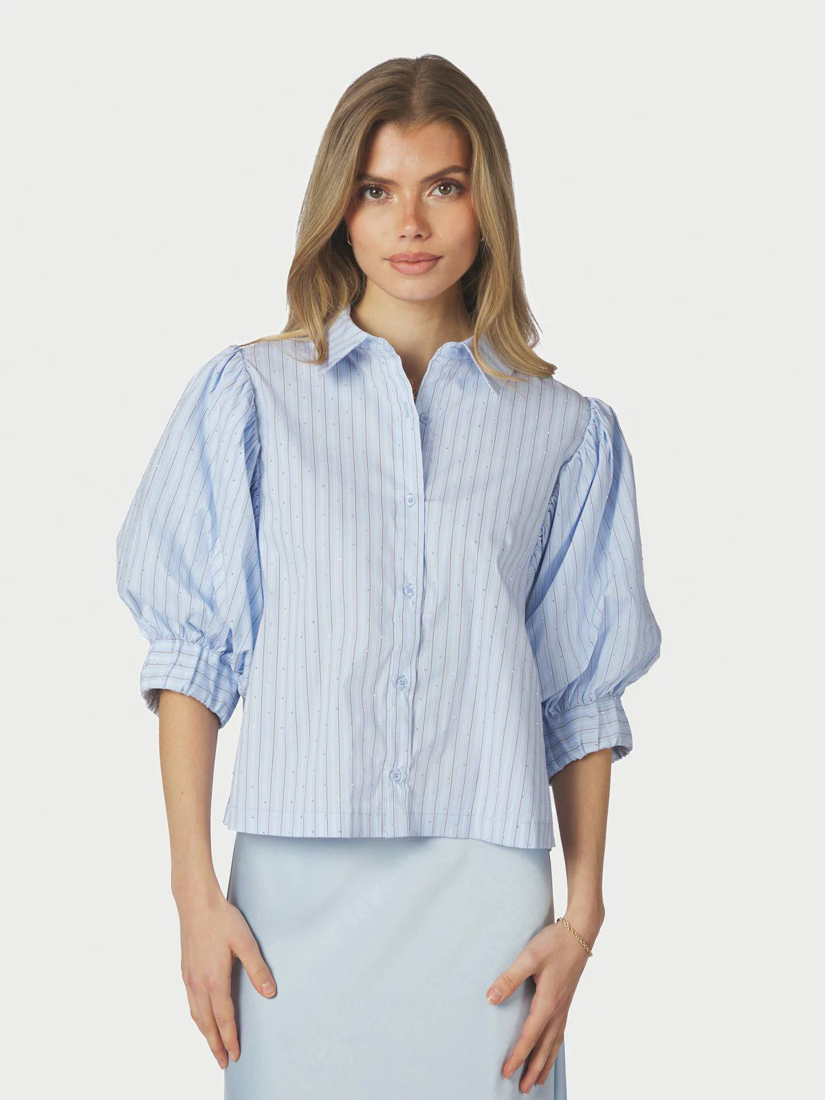 Etta Stripe Stone Shirt  Light Blue - Image 5