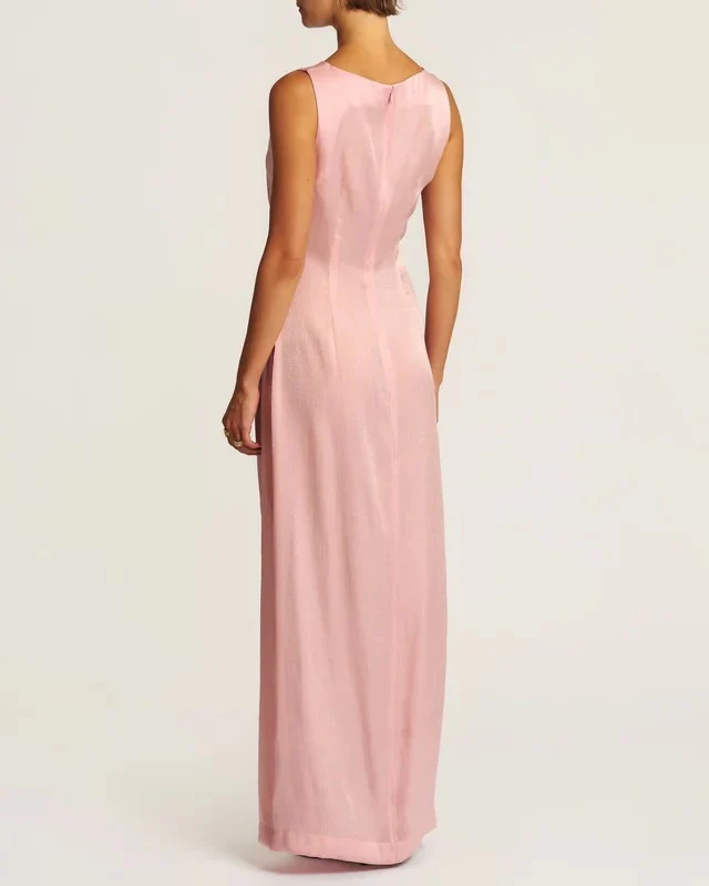 Shiny Sleeveless Dress  Dusty Pink - Image 6