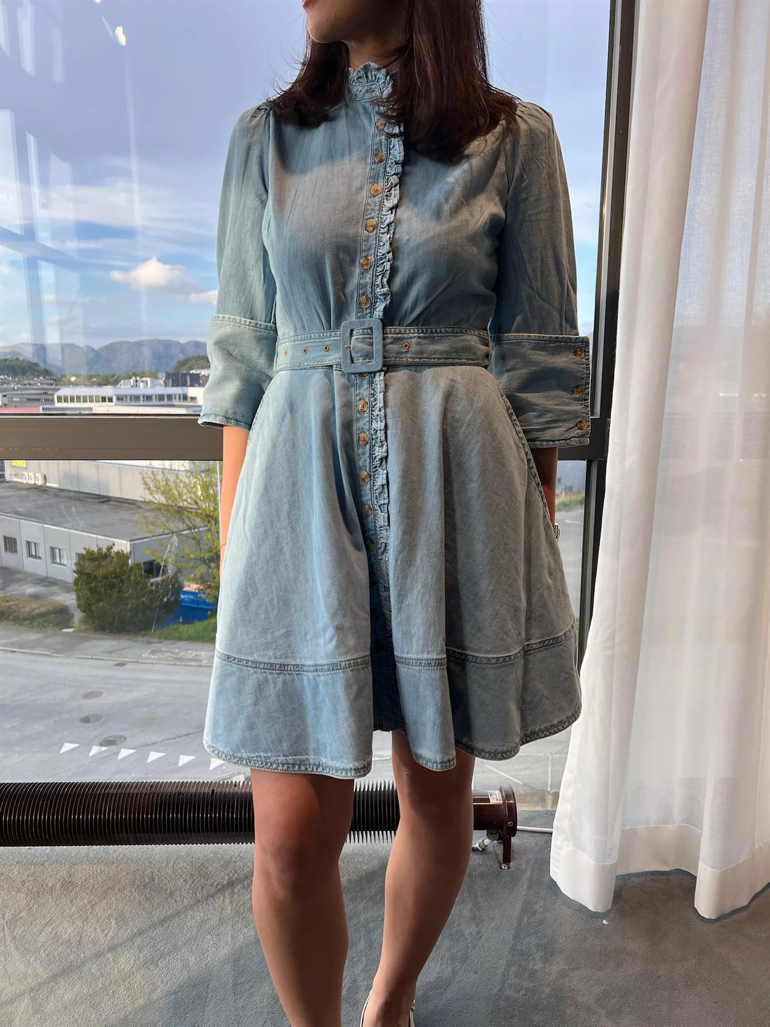 Denim Mini Dress  Light Blue - Image 3
