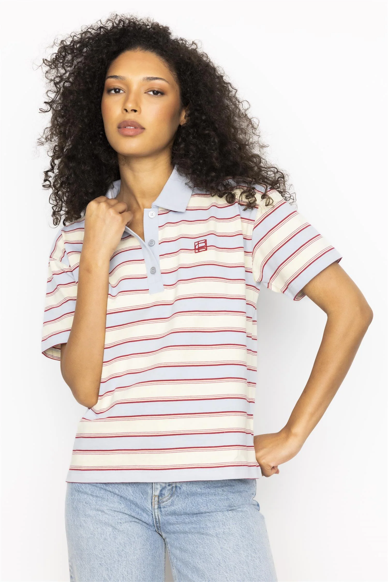 Evelyn polo tee Ocean Stripe - Image 2