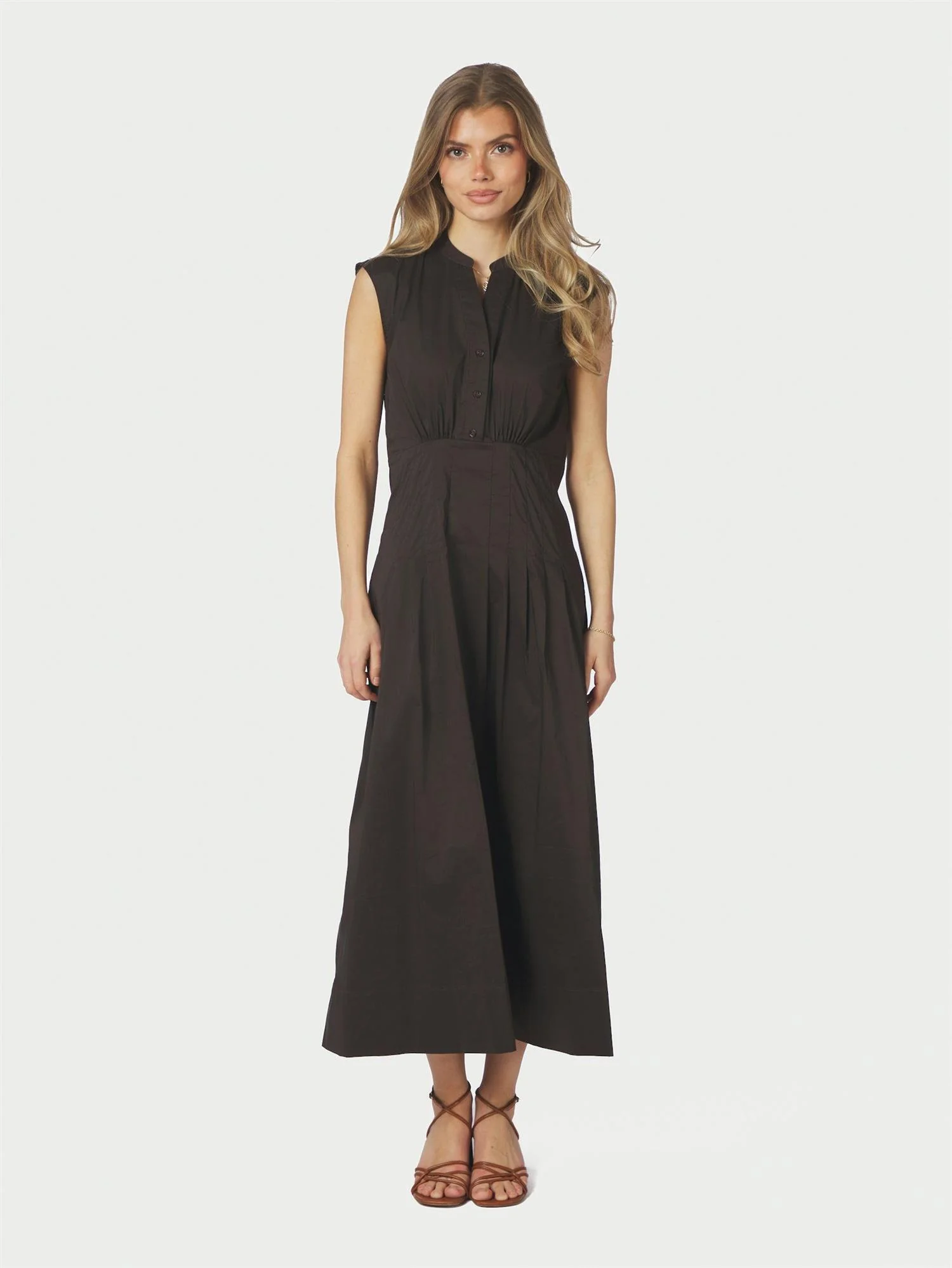 Irena Poplin Dress  Chocolate Brown - Image 3