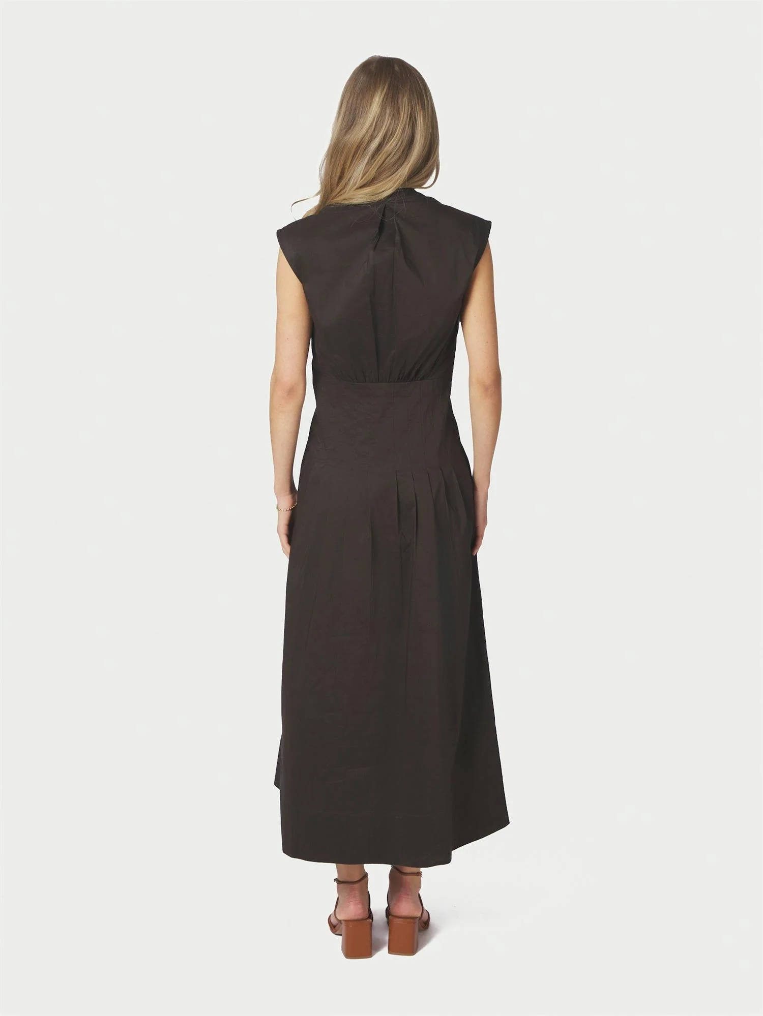 Irena Poplin Dress  Chocolate Brown - Image 4