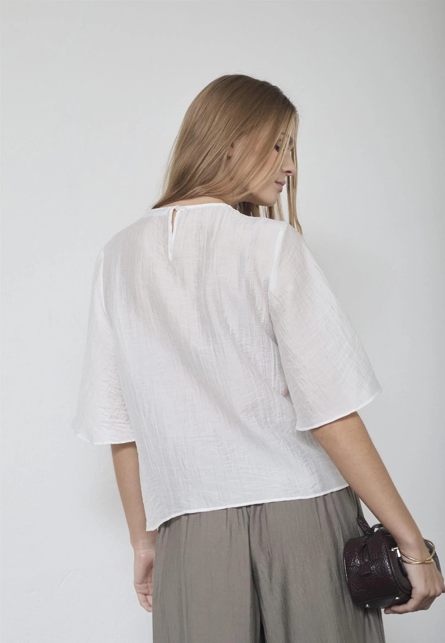ConnyCC Drape SS blouse  White - Image 5