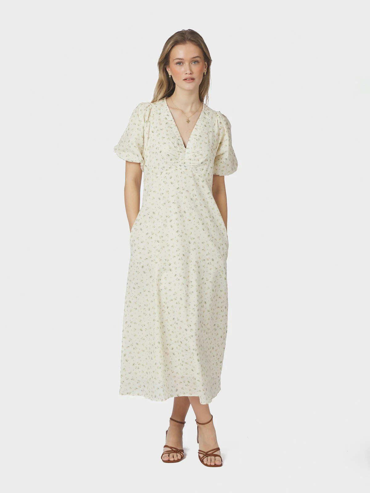 Illana Small Rose Flower Dress  Light Yellow - Image 4