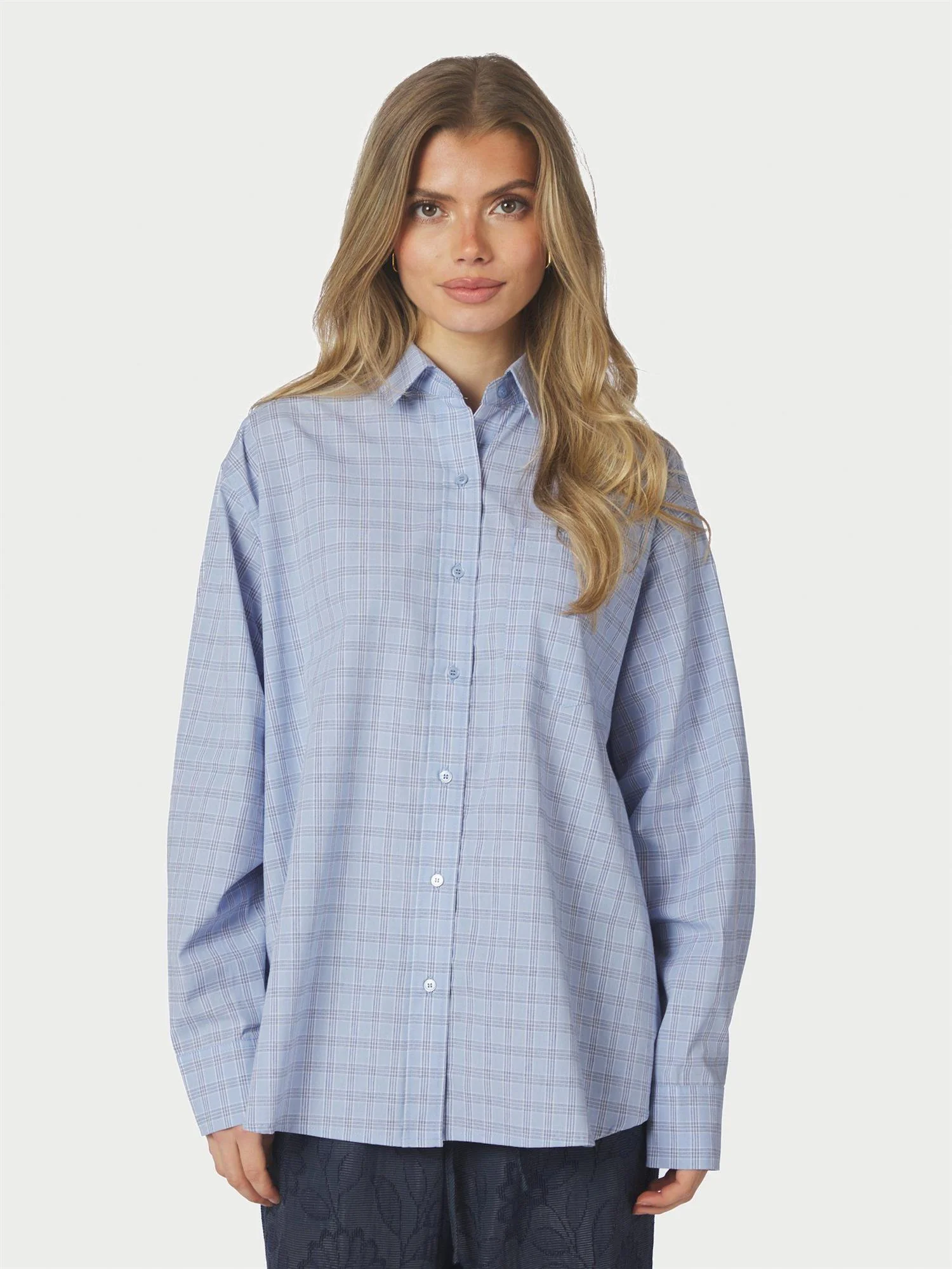 Dalma Triple Check Shirt  Light Blue - Image 3