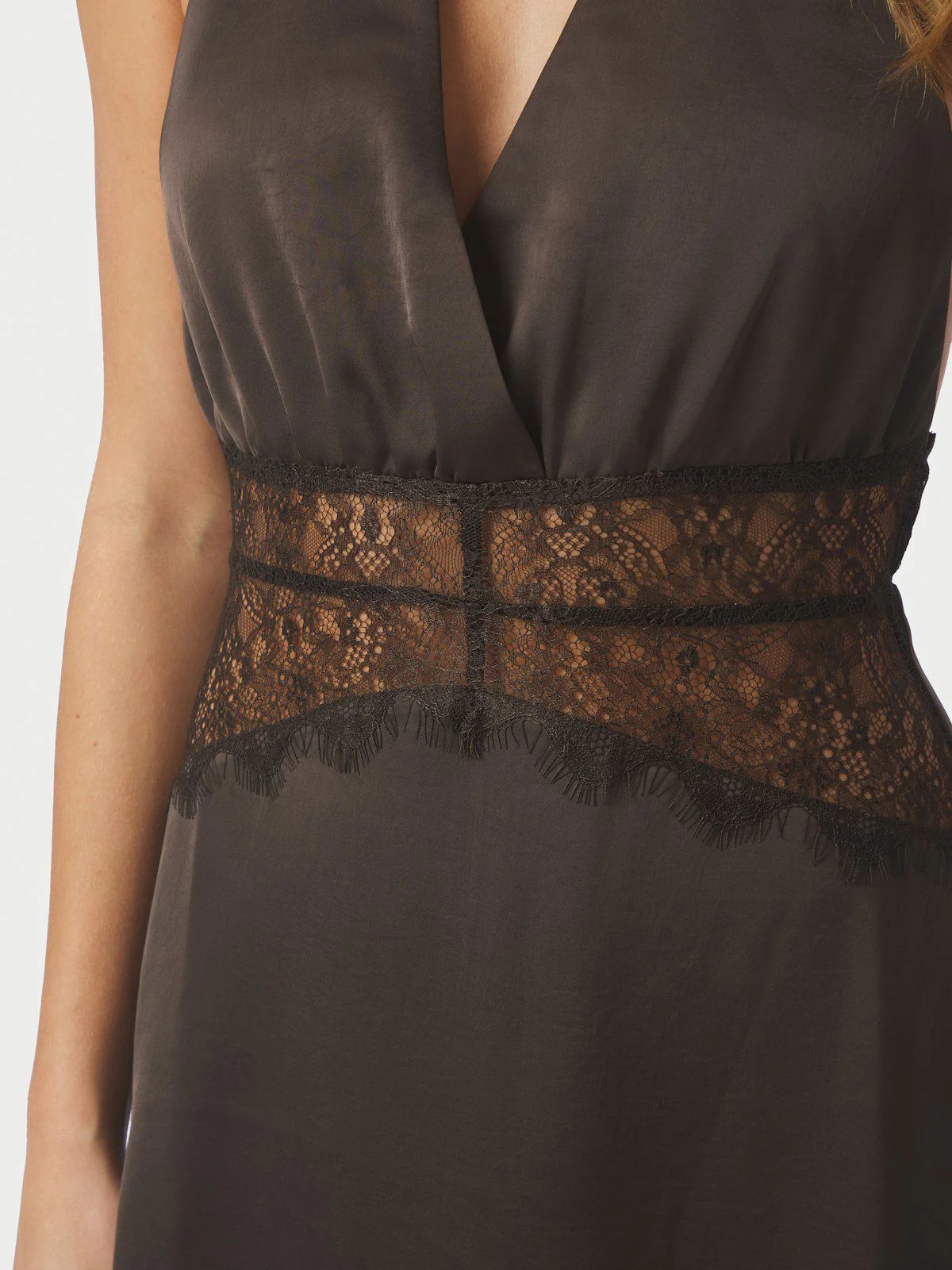 Jasine Heavy Sateen Dress  Dark Brown - Image 6