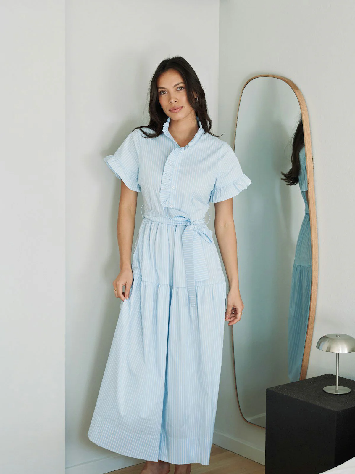 Nellie Soft Stripe Dress  Light Blue - Image 5