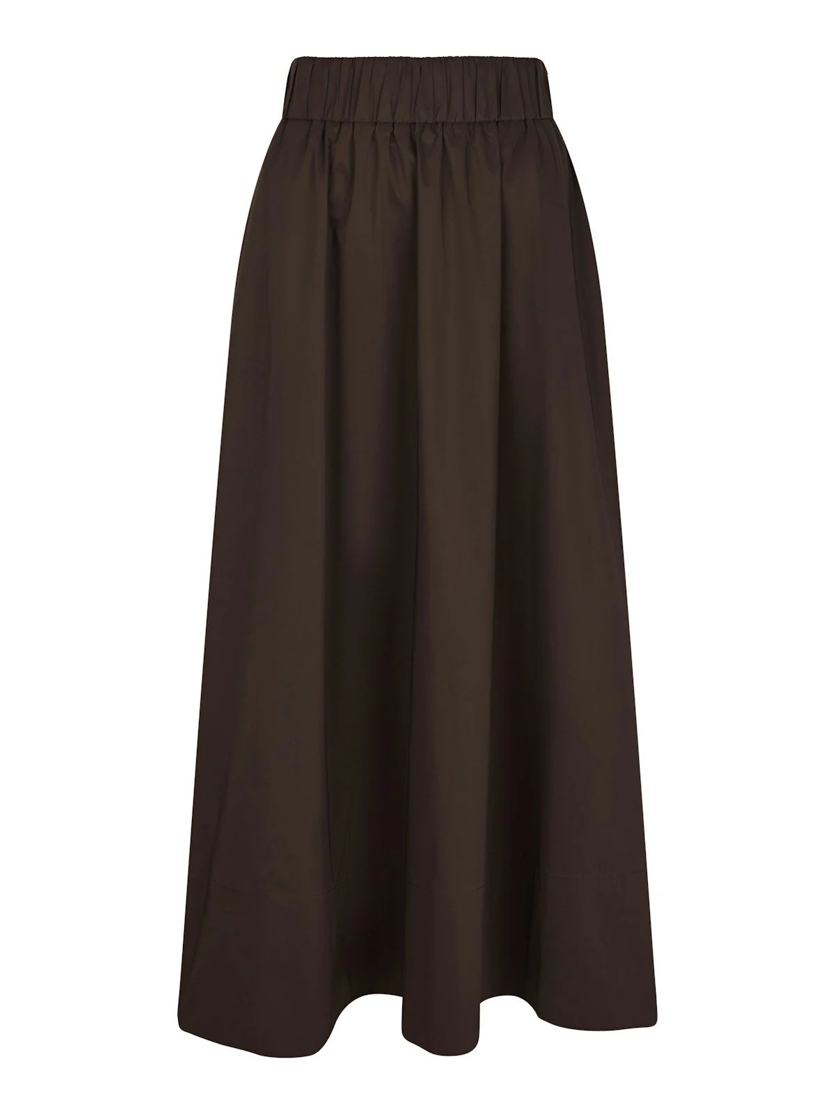 Yara Long Poplin Skirt  Chocolate Brown