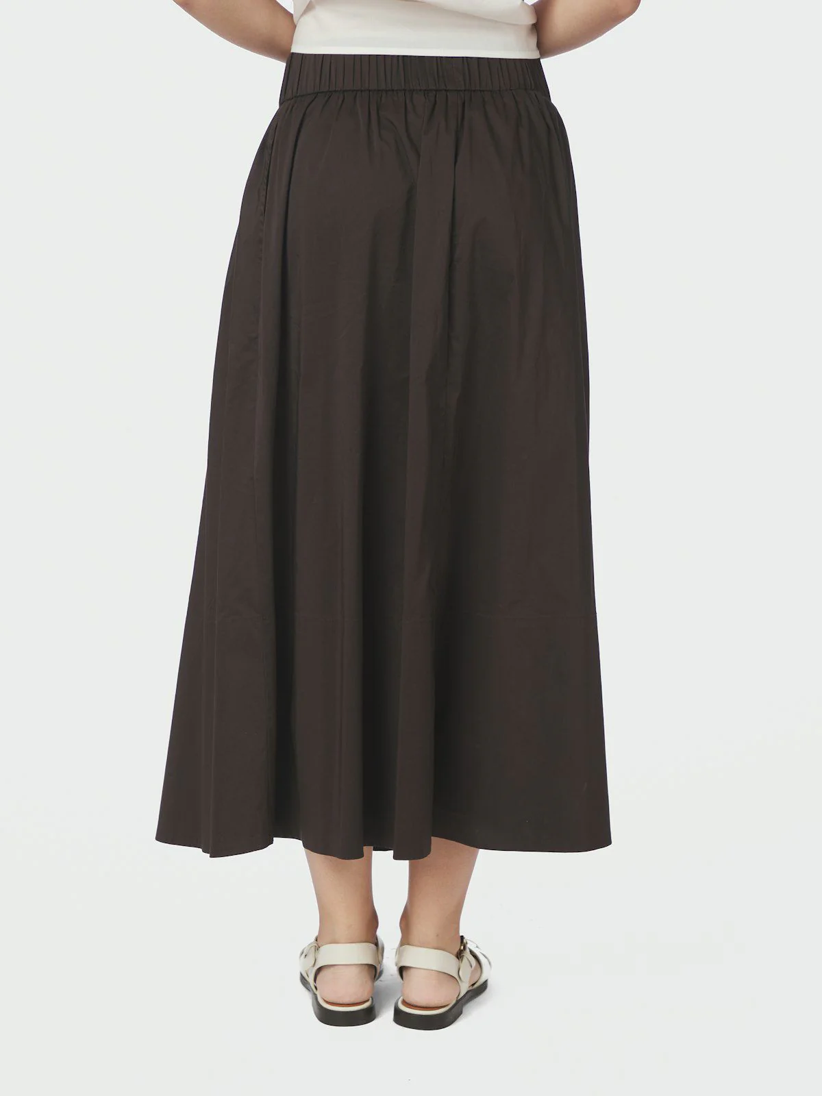 Yara Long Poplin Skirt  Chocolate Brown - Image 4