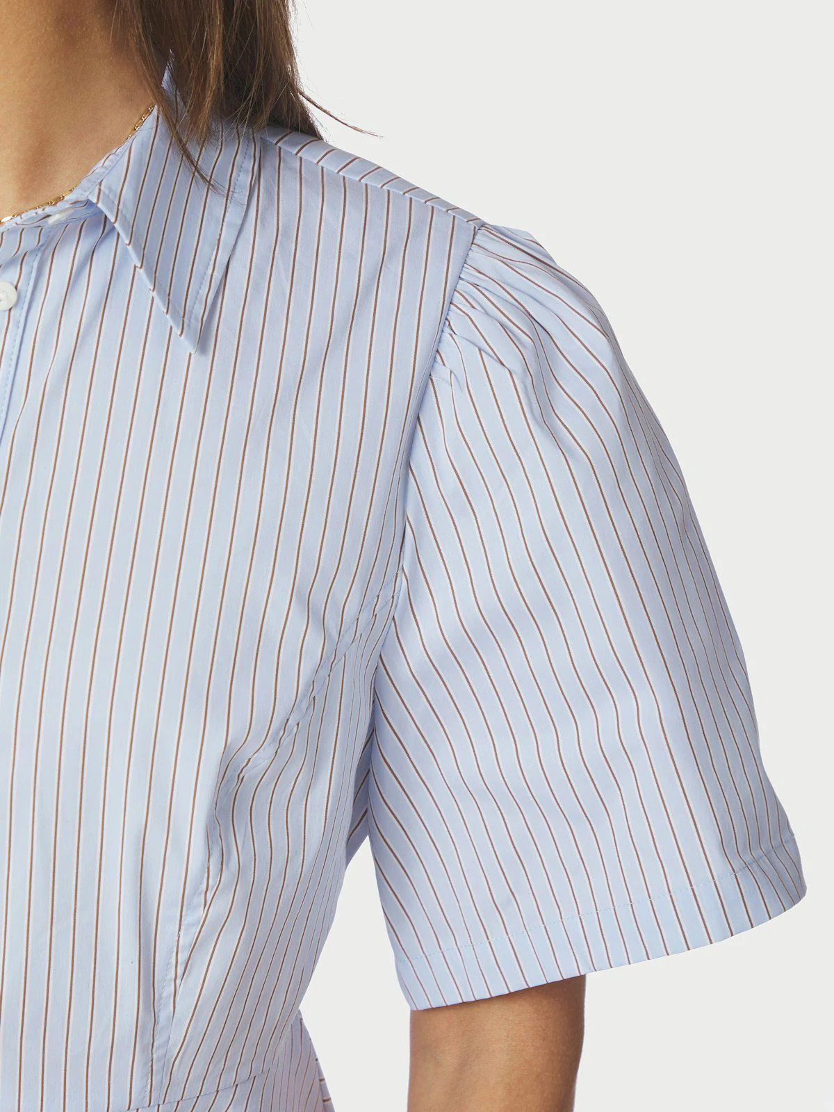 Janelle Stripe Shirt  Blue/Brown Stripe - Image 5