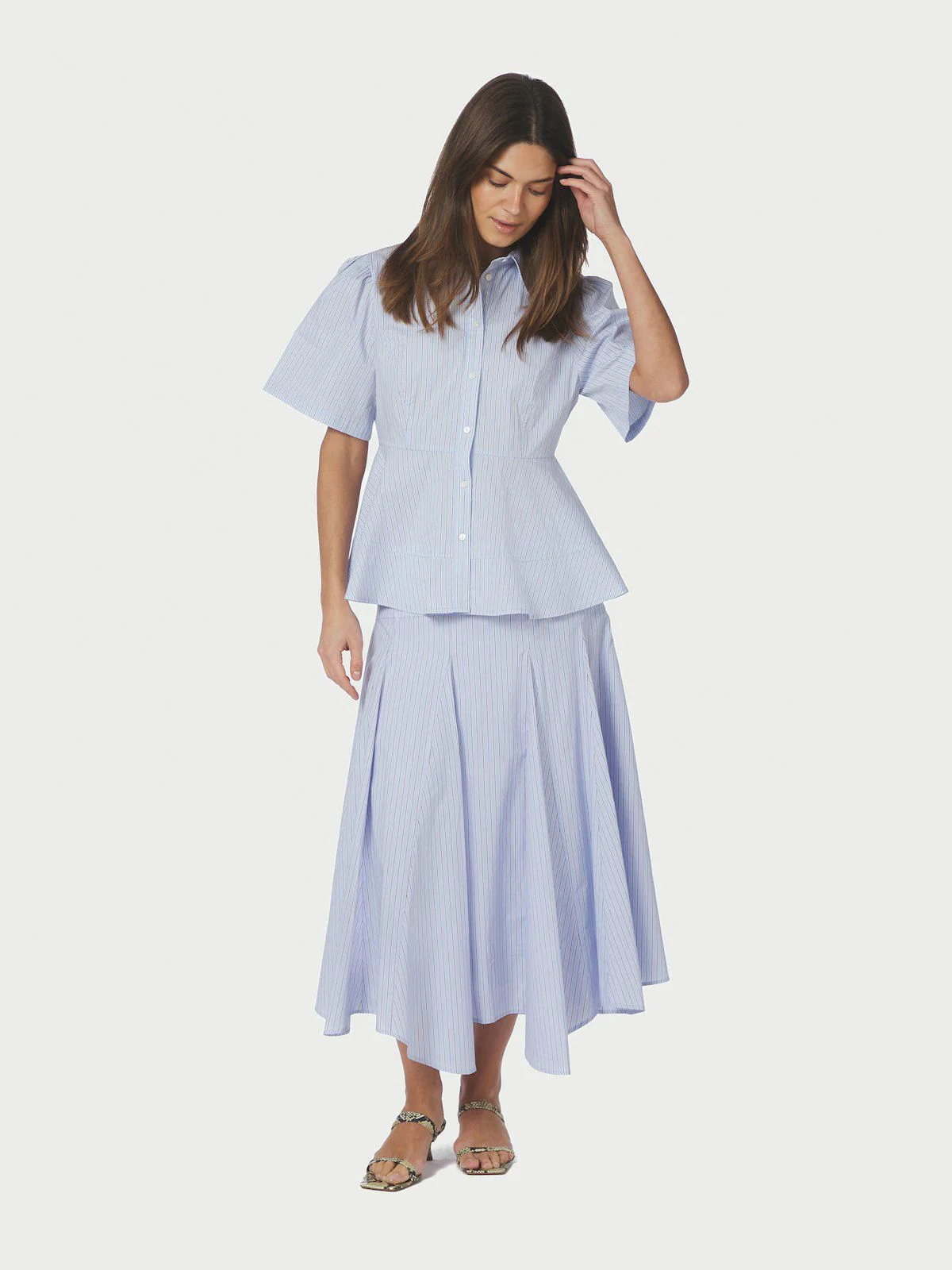 Janelle Stripe Shirt  Blue/Brown Stripe - Image 6