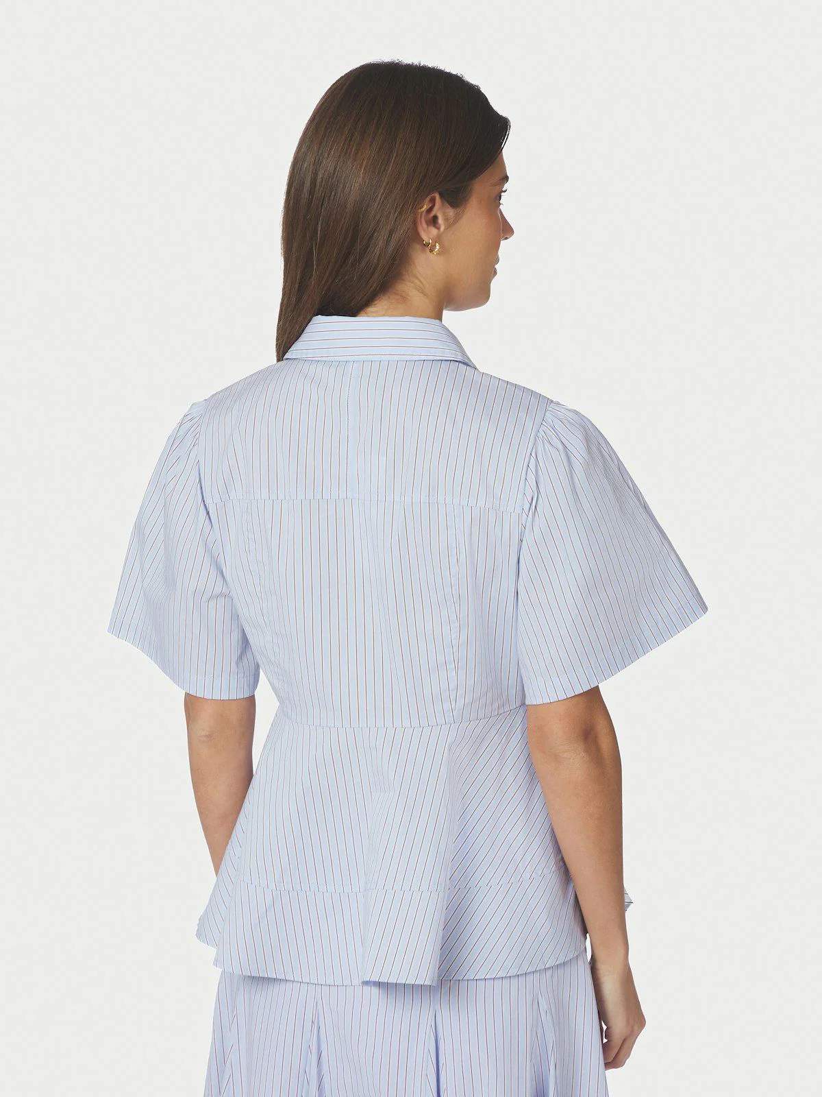 Janelle Stripe Shirt  Blue/Brown Stripe - Image 7