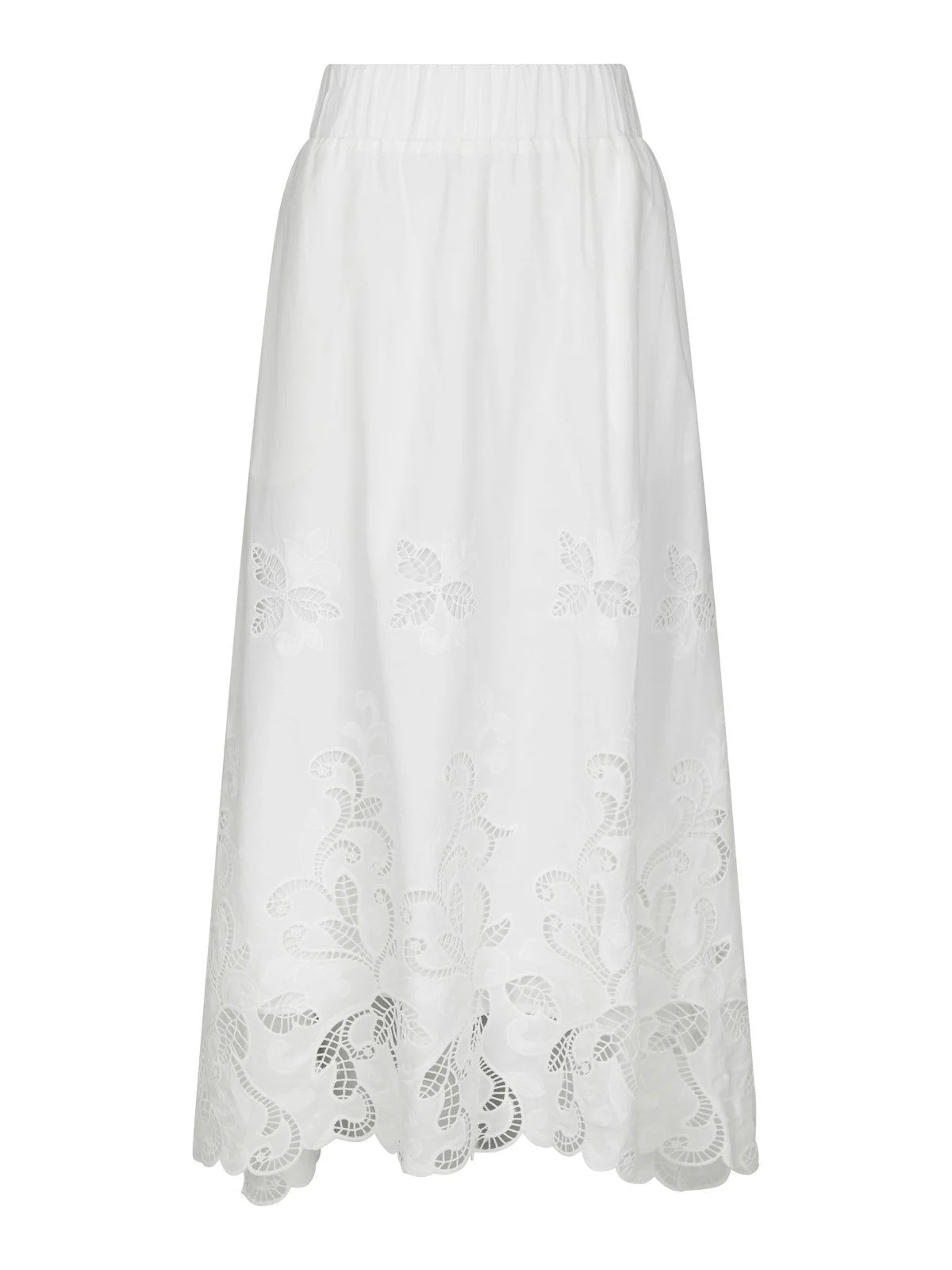 Yara Long Emb Skirt White