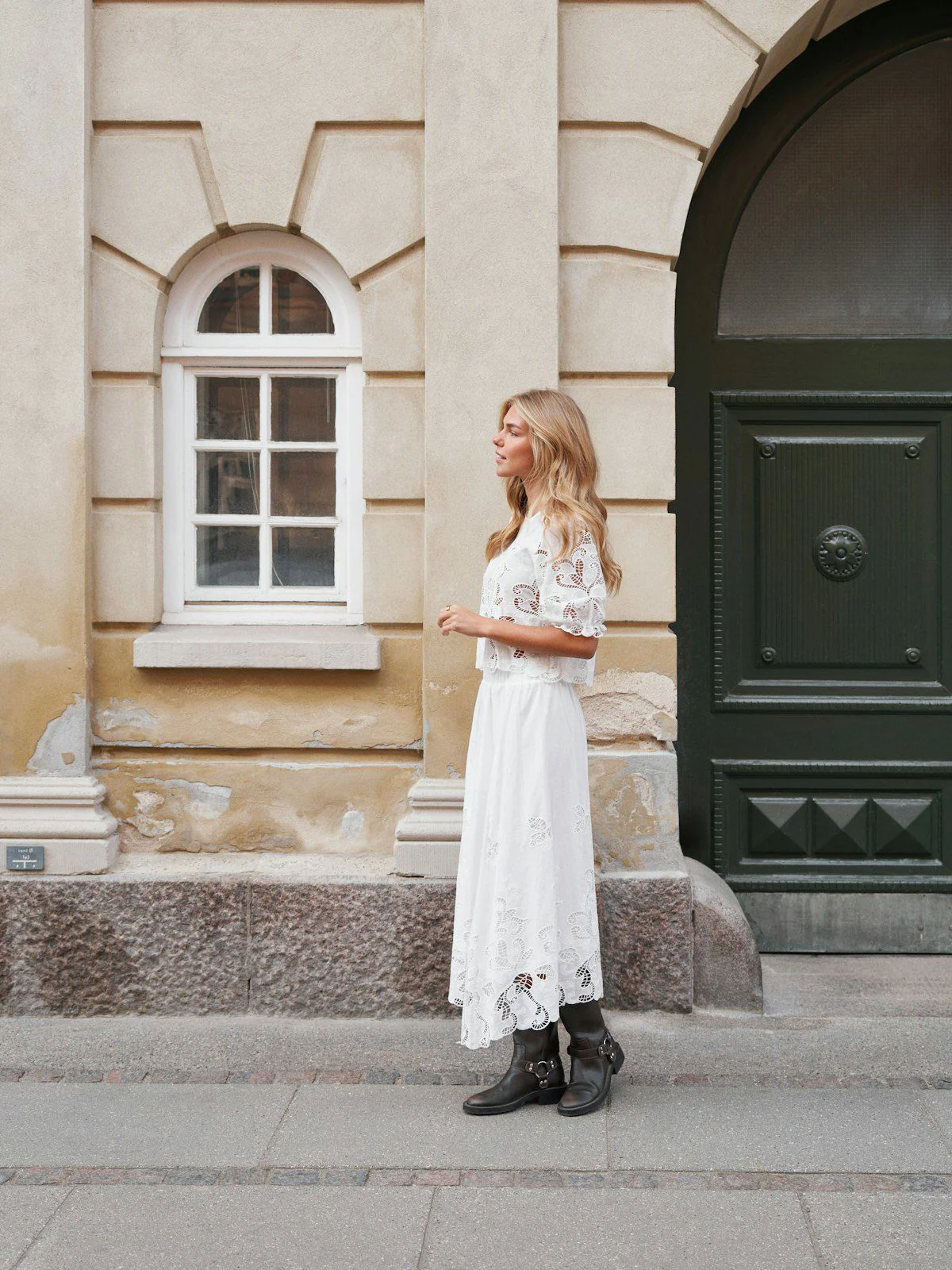 Yara Long Emb Skirt White - Image 4