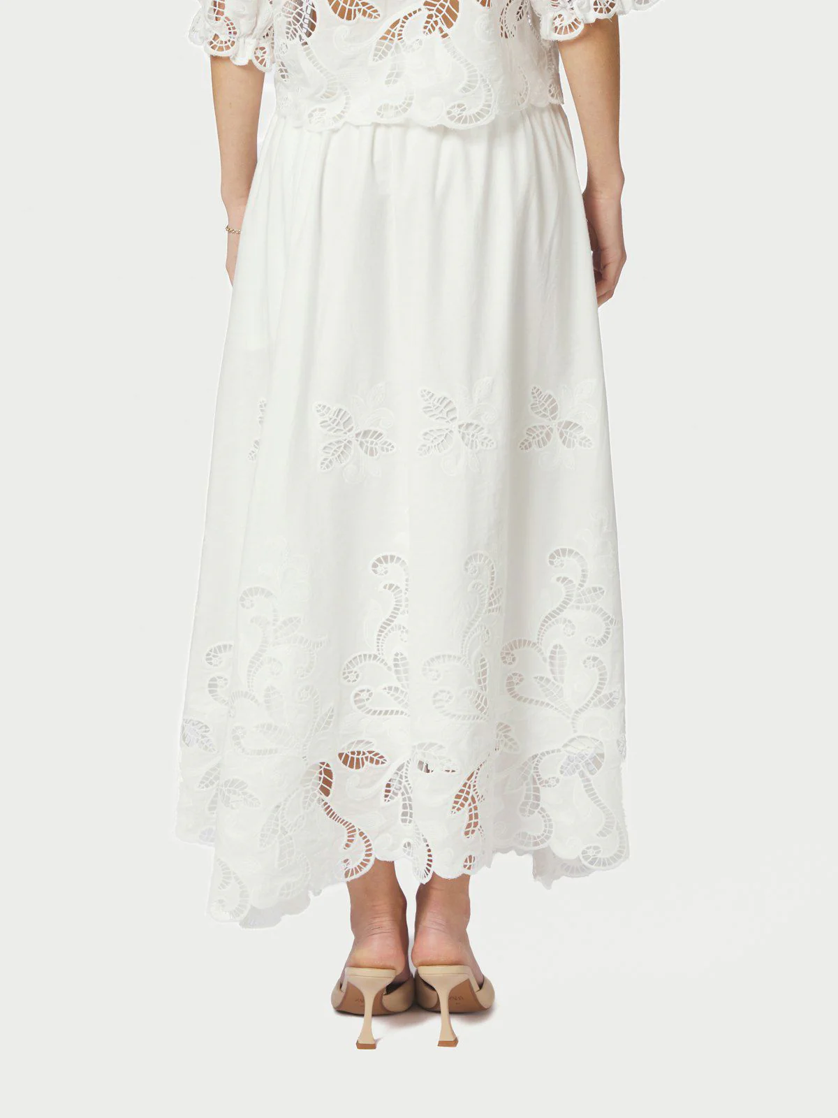 Yara Long Emb Skirt White - Image 7