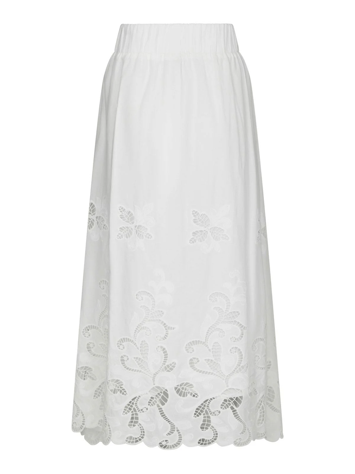 Yara Long Emb Skirt White - Image 9