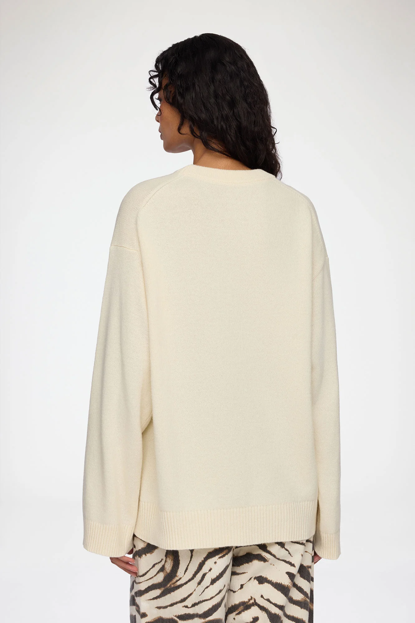 Oversized Graphic Wool Mix Sweater  Egret - Image 4