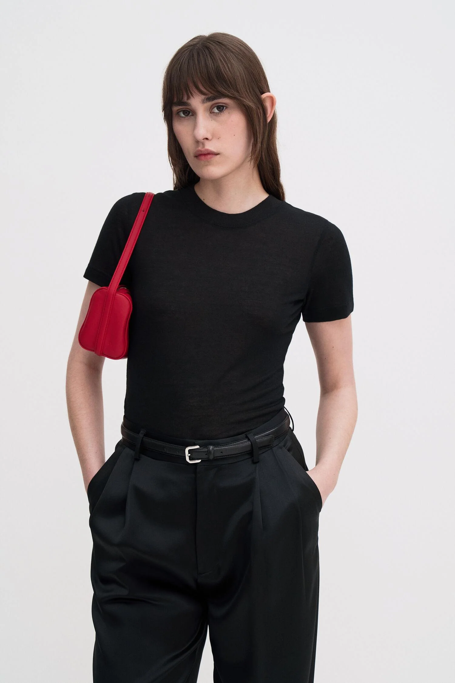lyocell cashmere tee  Black - Image 3