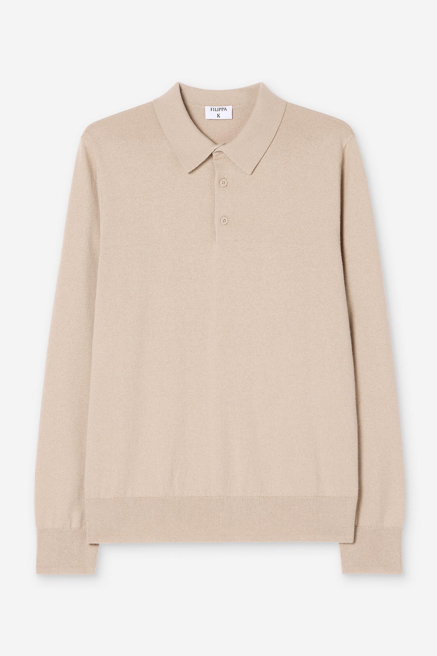 knitted polo shirt Pearl Beige