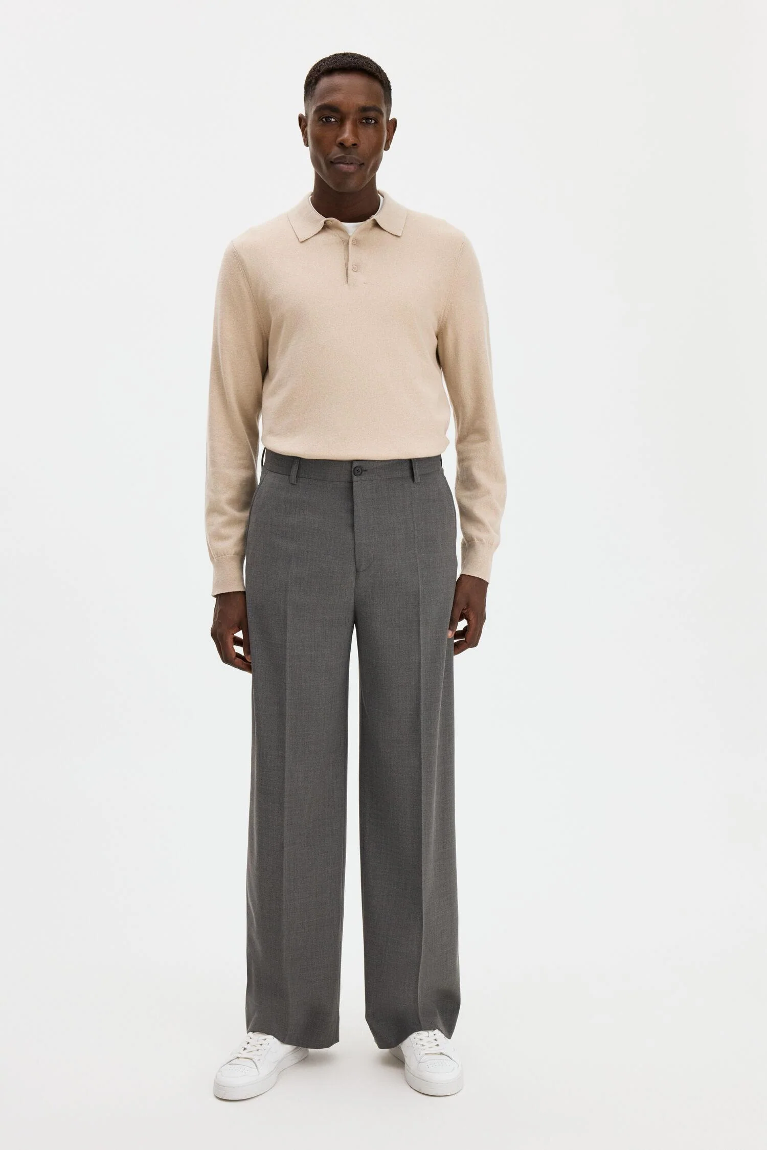 knitted polo shirt Pearl Beige - Image 3
