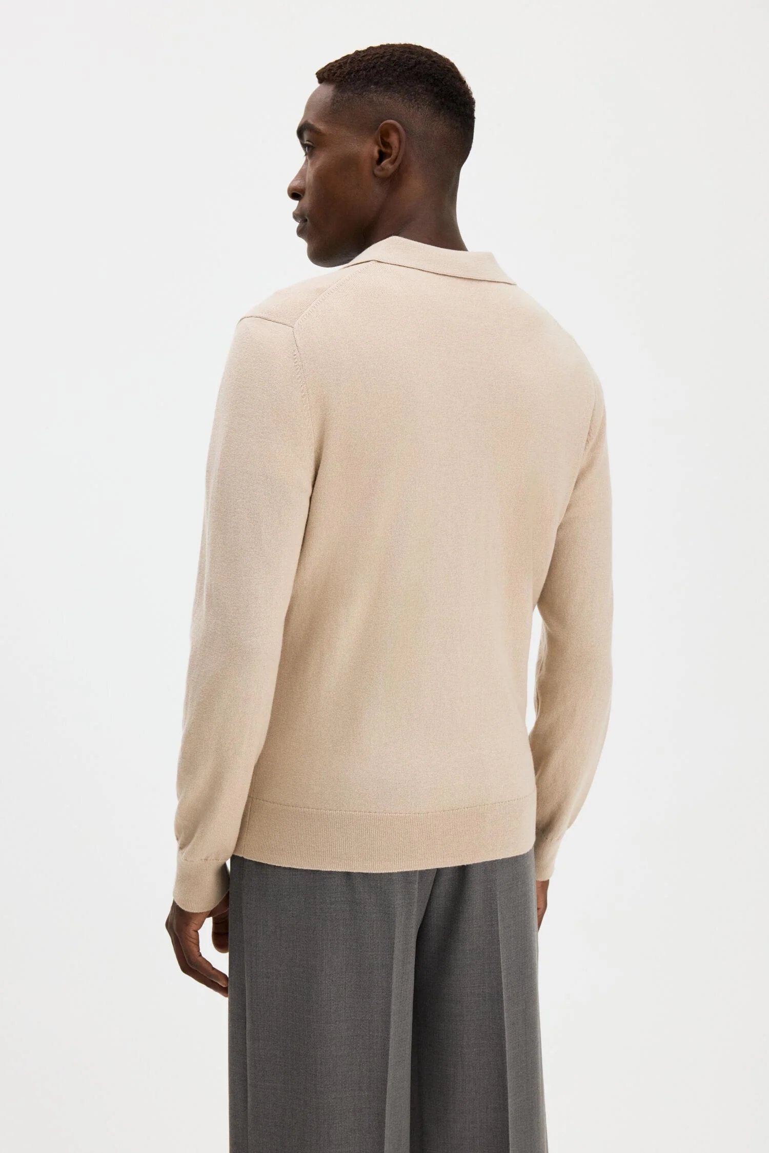 knitted polo shirt Pearl Beige - Image 4