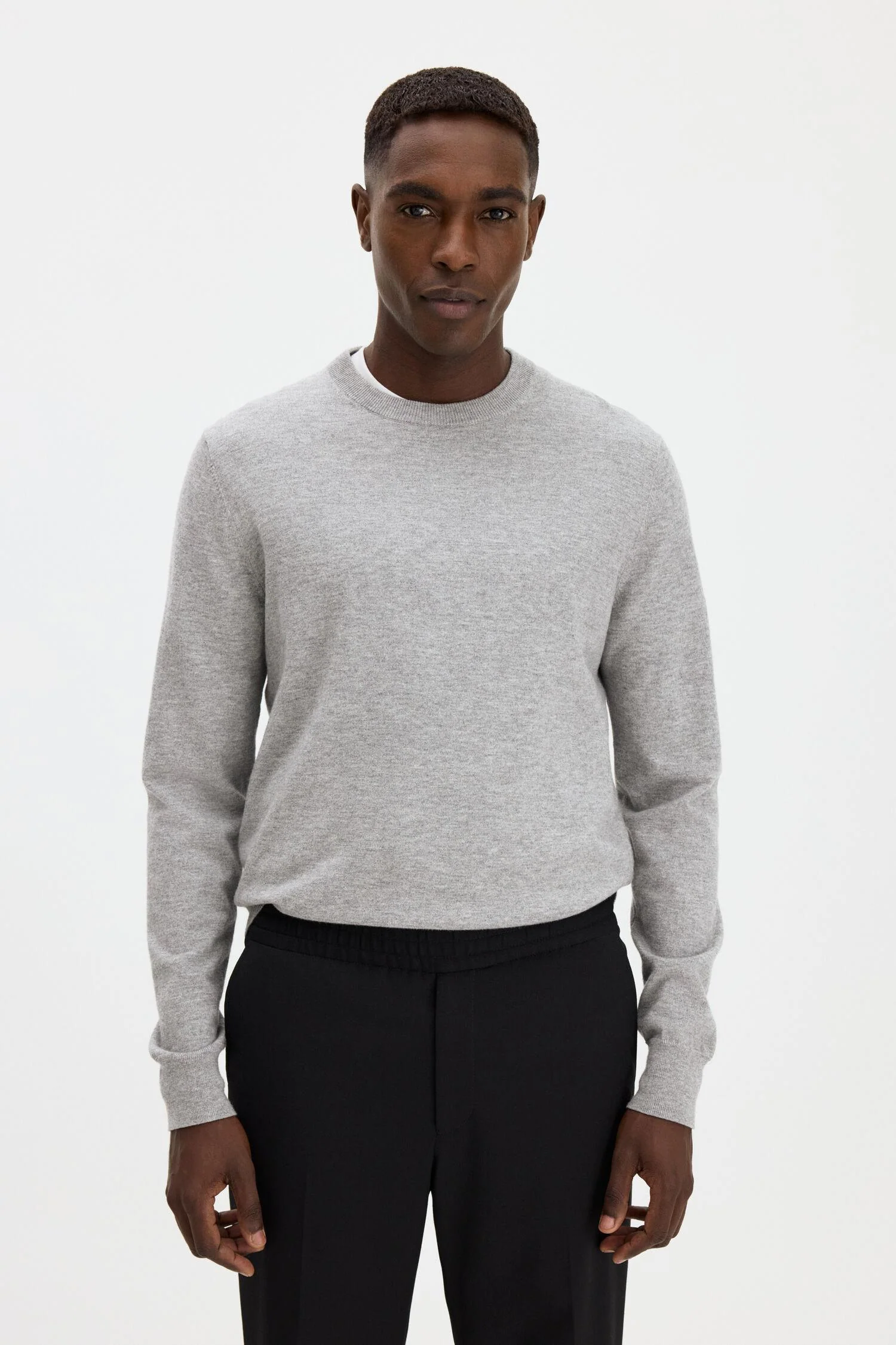 cotton merino sweater  Light Grey Melange - Image 2