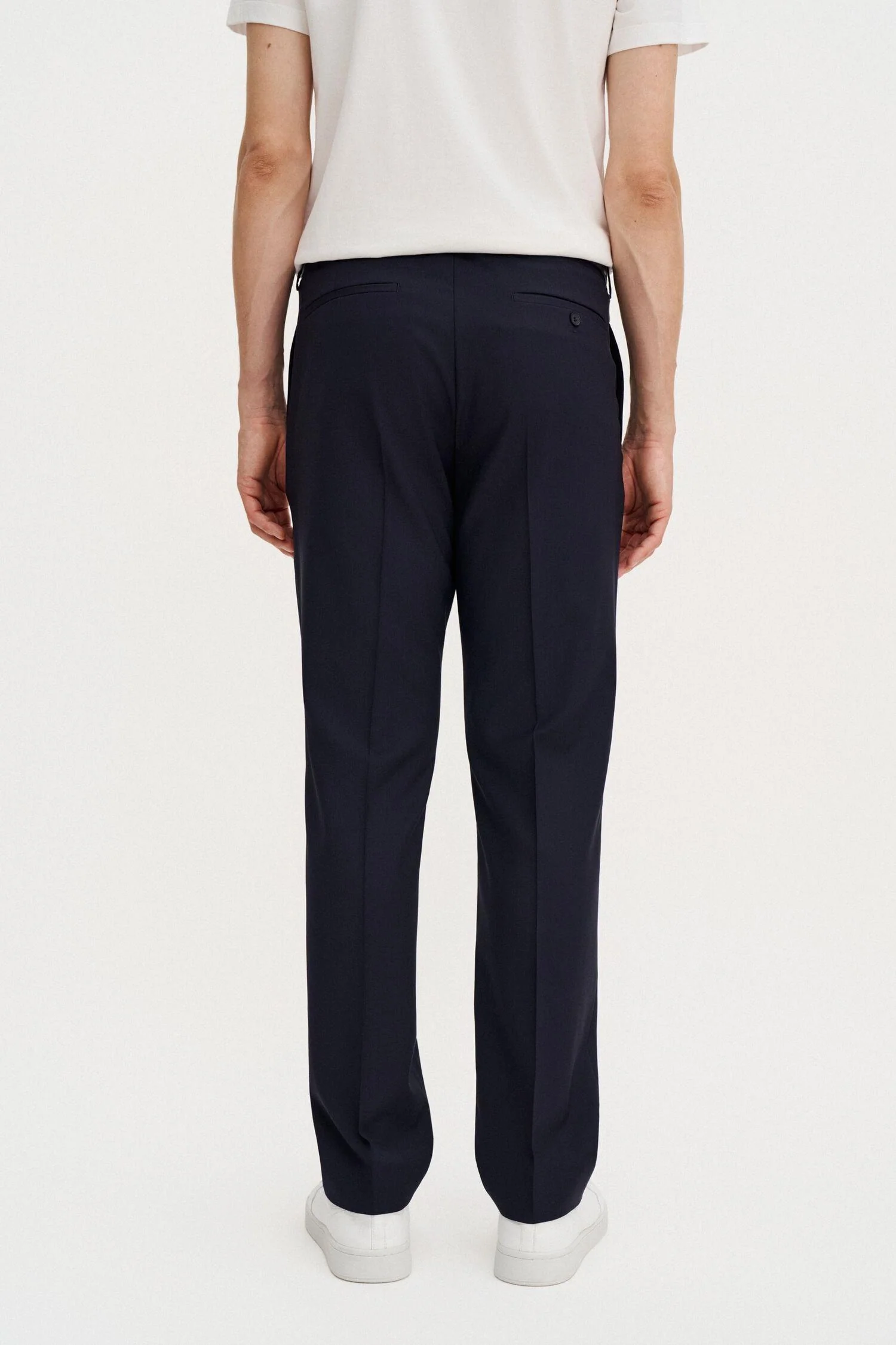 slim tapered wool trousers  Dark Navy - Image 4