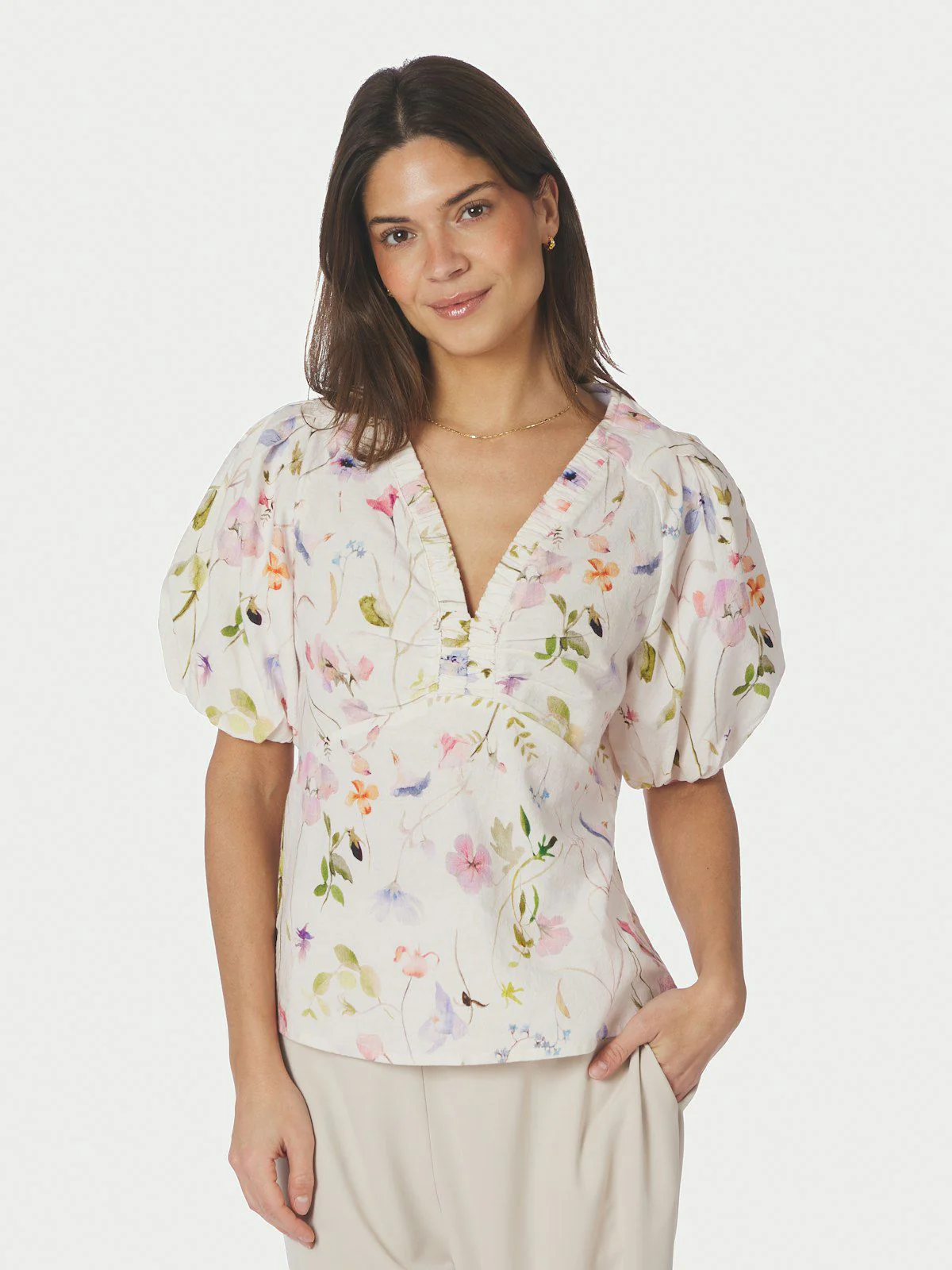 Irina Flower Blouse  Off White - Image 7