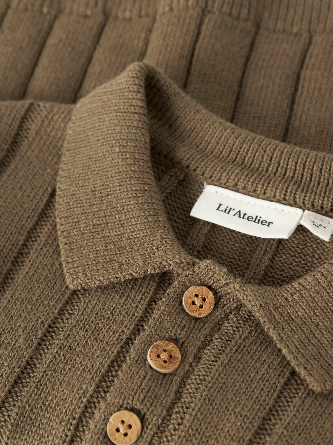 Nmmlomon Ls Loose Knit Polo Lil  Lysebrun - Image 2