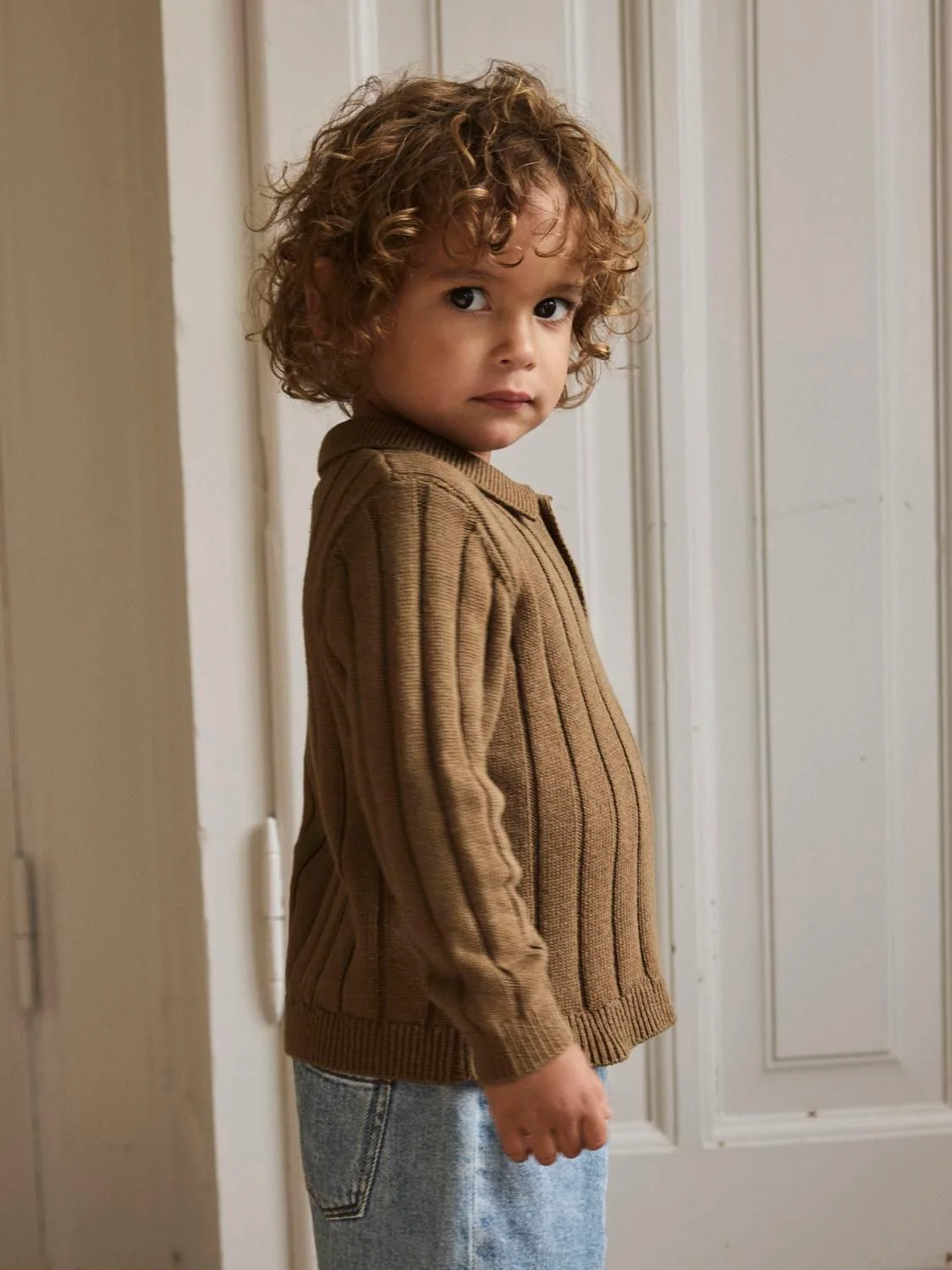 Nmmlomon Ls Loose Knit Polo Lil  Lysebrun - Image 4