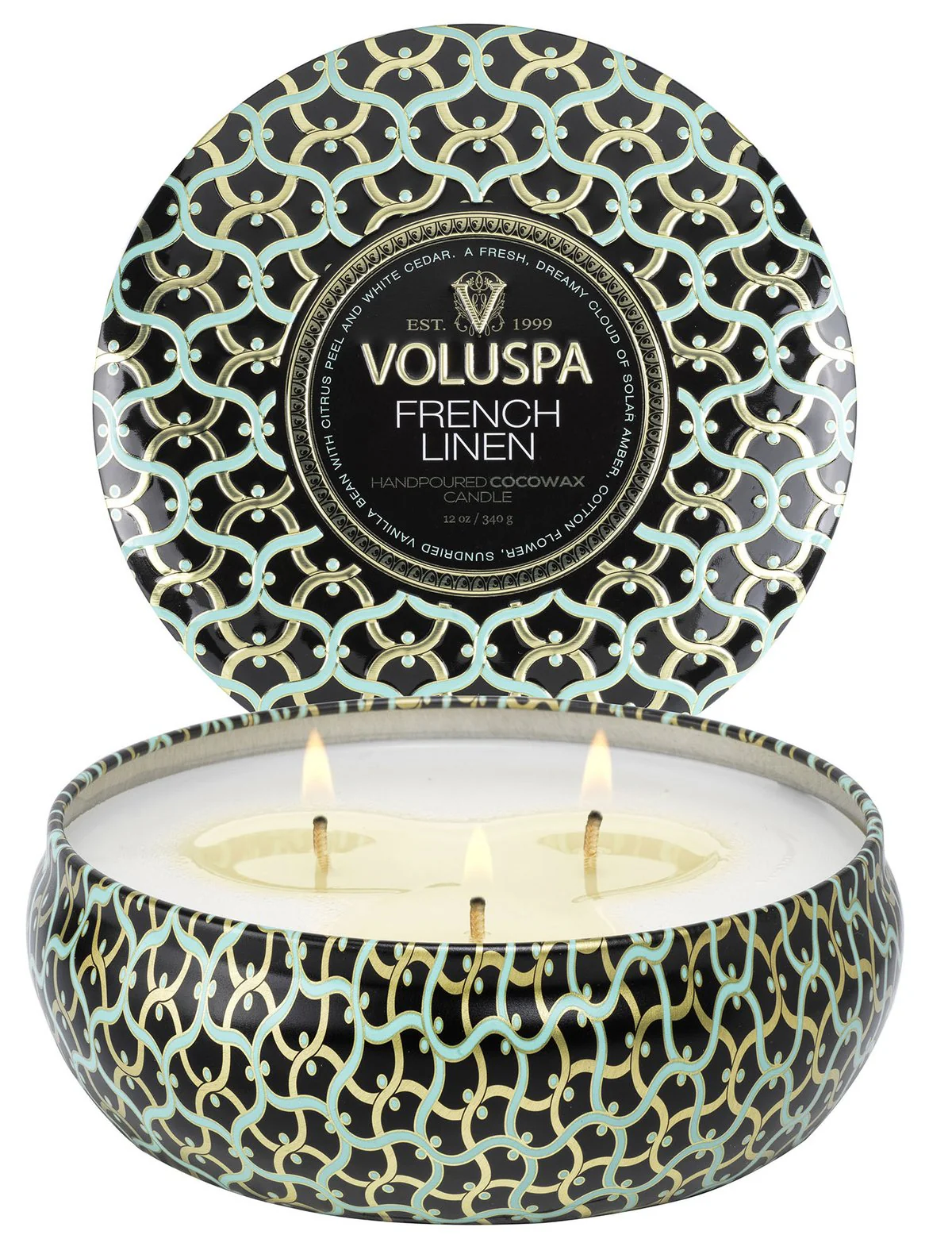 3-WICK TIN CANDLE 40 TIM  French Linen - Image 3