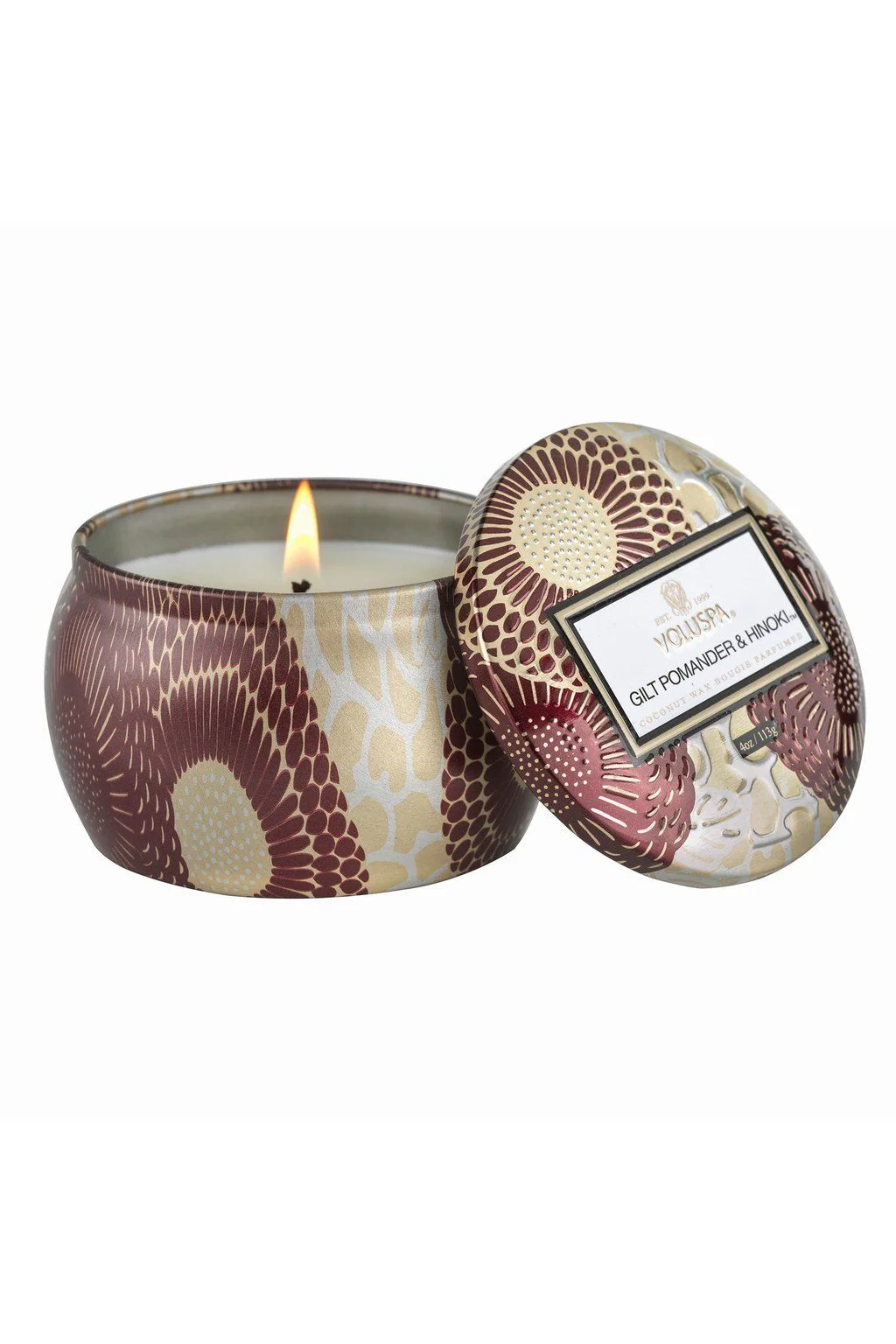 MINI TIN CANDLE 25T  Gilt Pomander & Hinoki