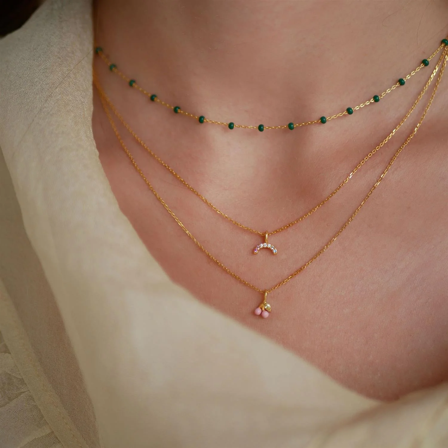 NECKLACE, LOLA  Petrol Green - Image 2
