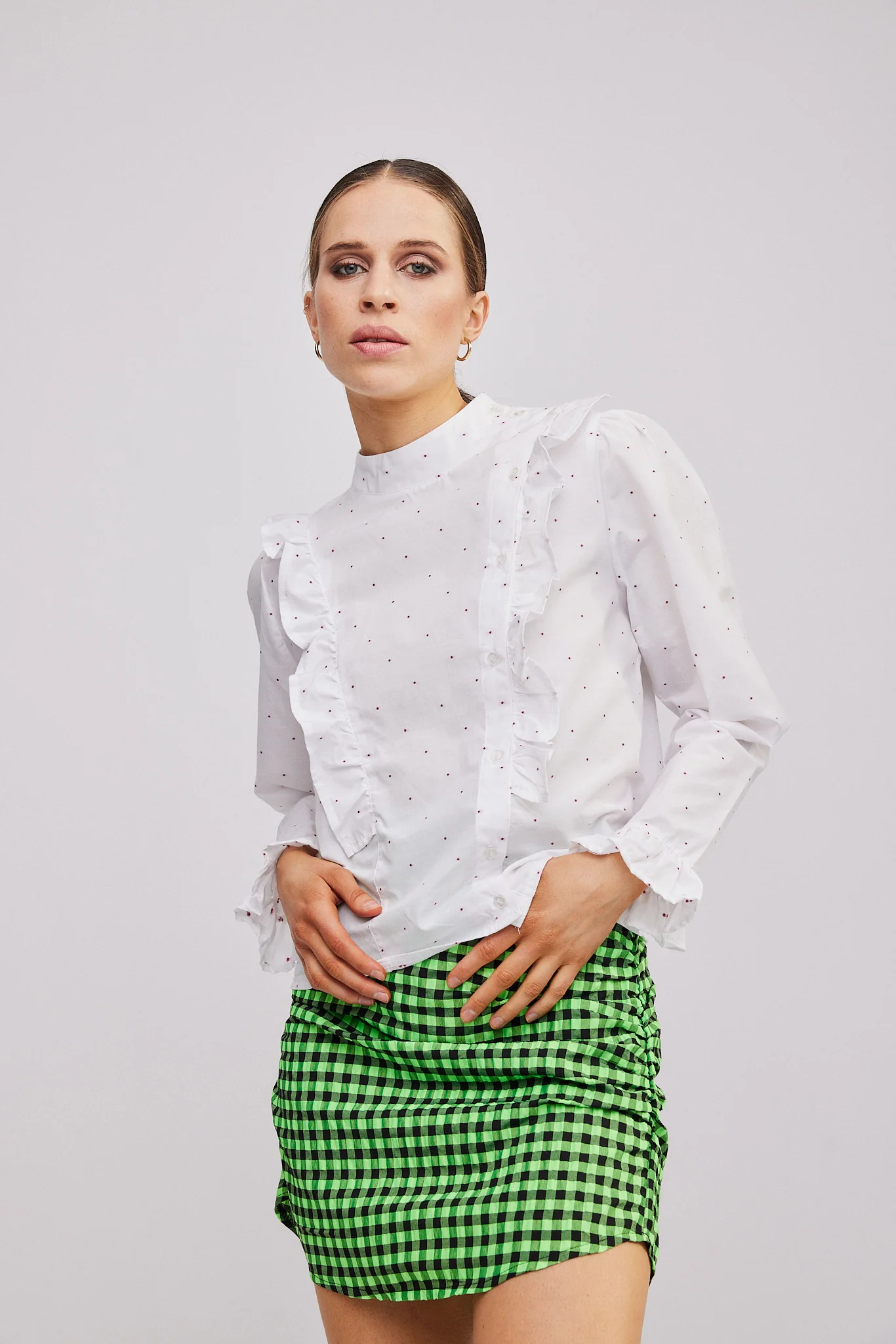 GAYA MINI SKIRT  Green Checked - Image 2