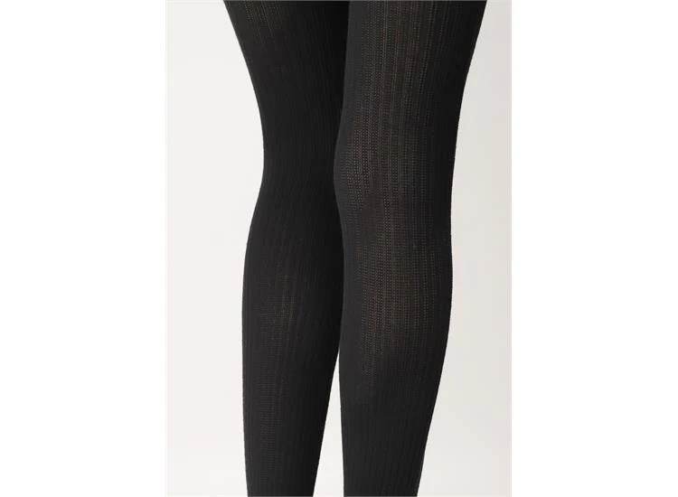 OROBLU ECO SNEAKERS NATURAL RIB TIGHTS  Black - Image 3