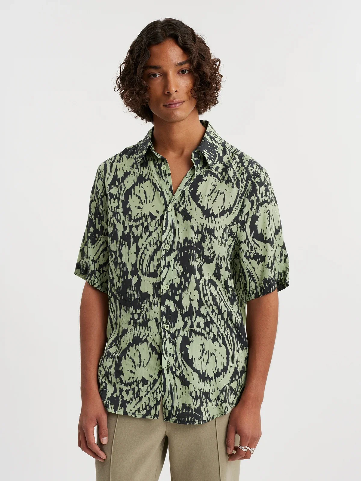 Wiki Print Shirt  Green Mix - Image 3
