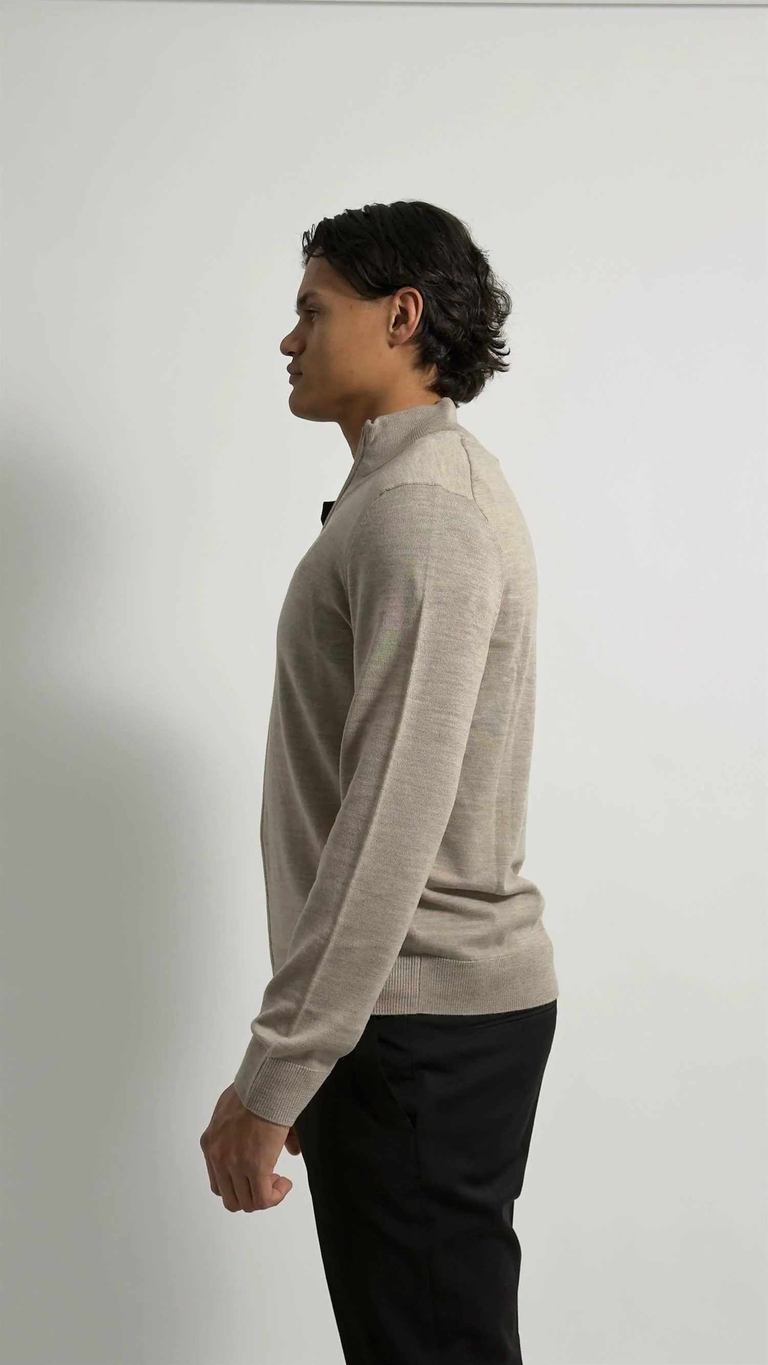 MERINO ZIP CARDIGAN  Khaki - Image 10