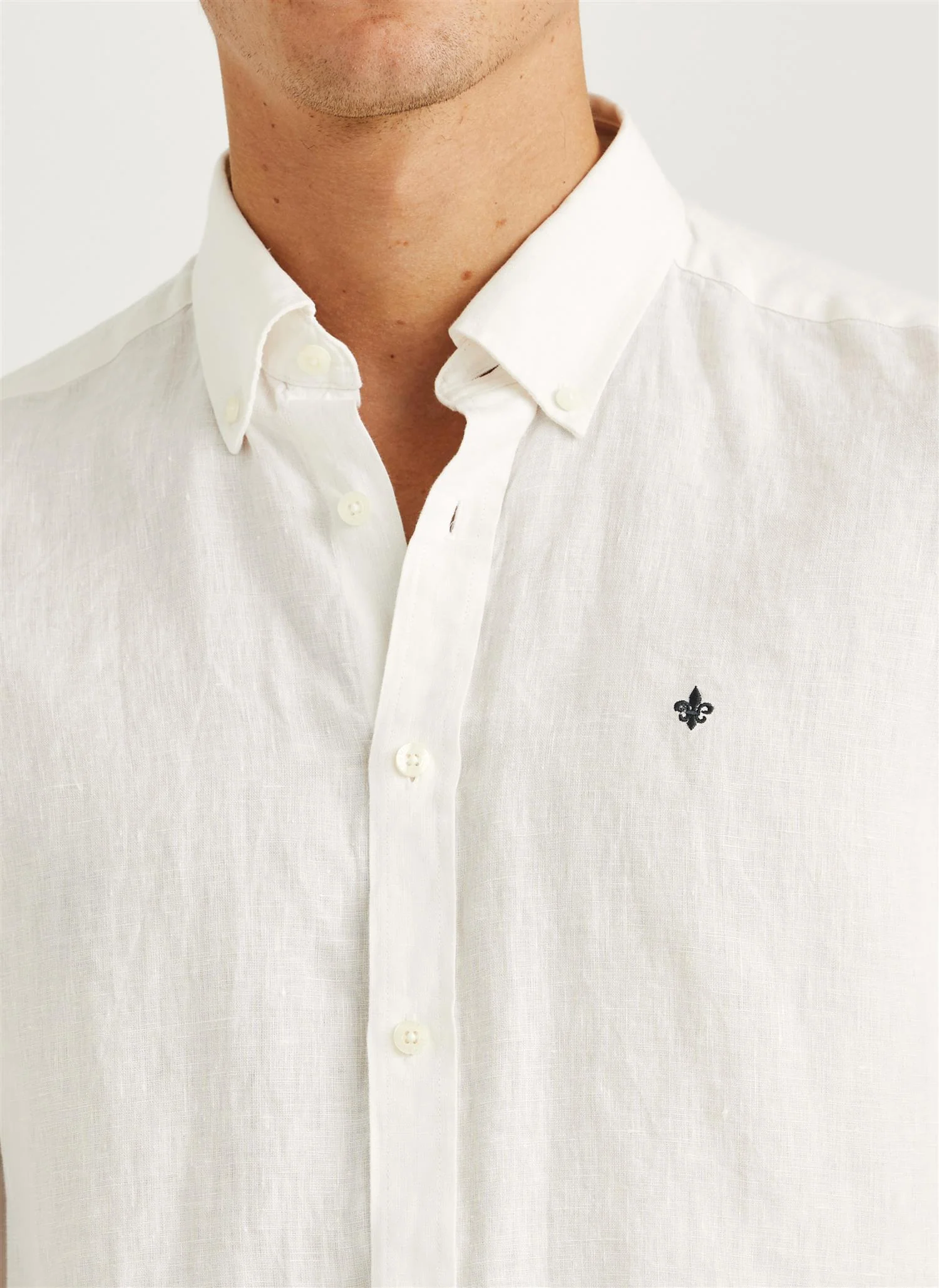 Douglas BD Linen Shirt LS Off White - Image 2
