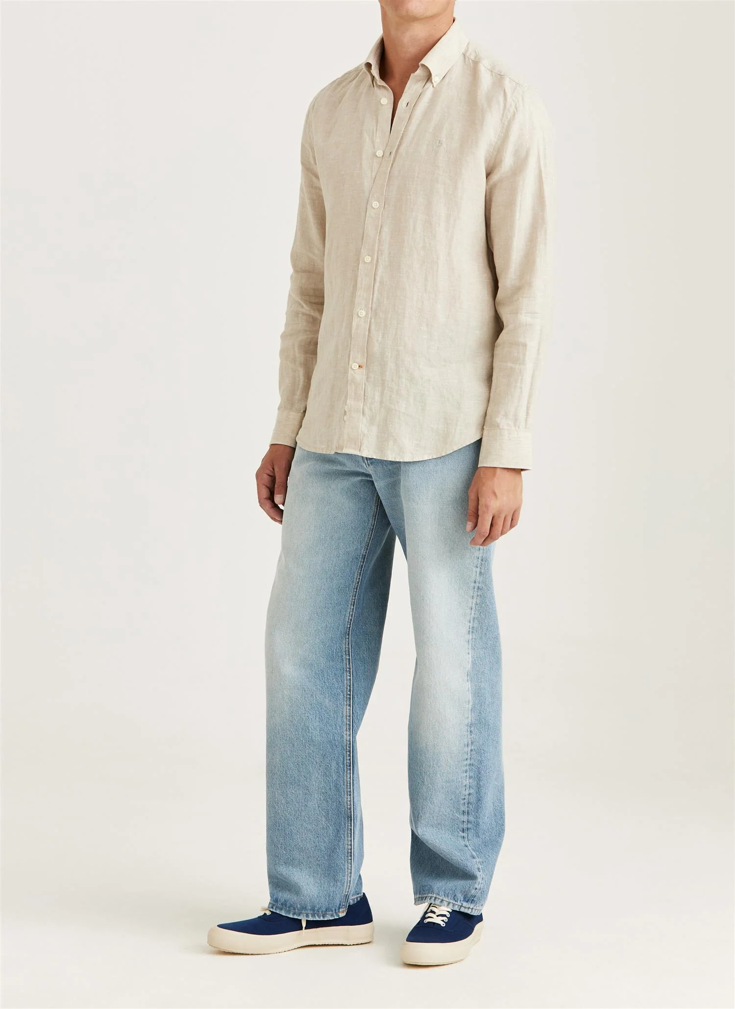 Douglas BD Linen Shirt LS  Khaki - Image 2