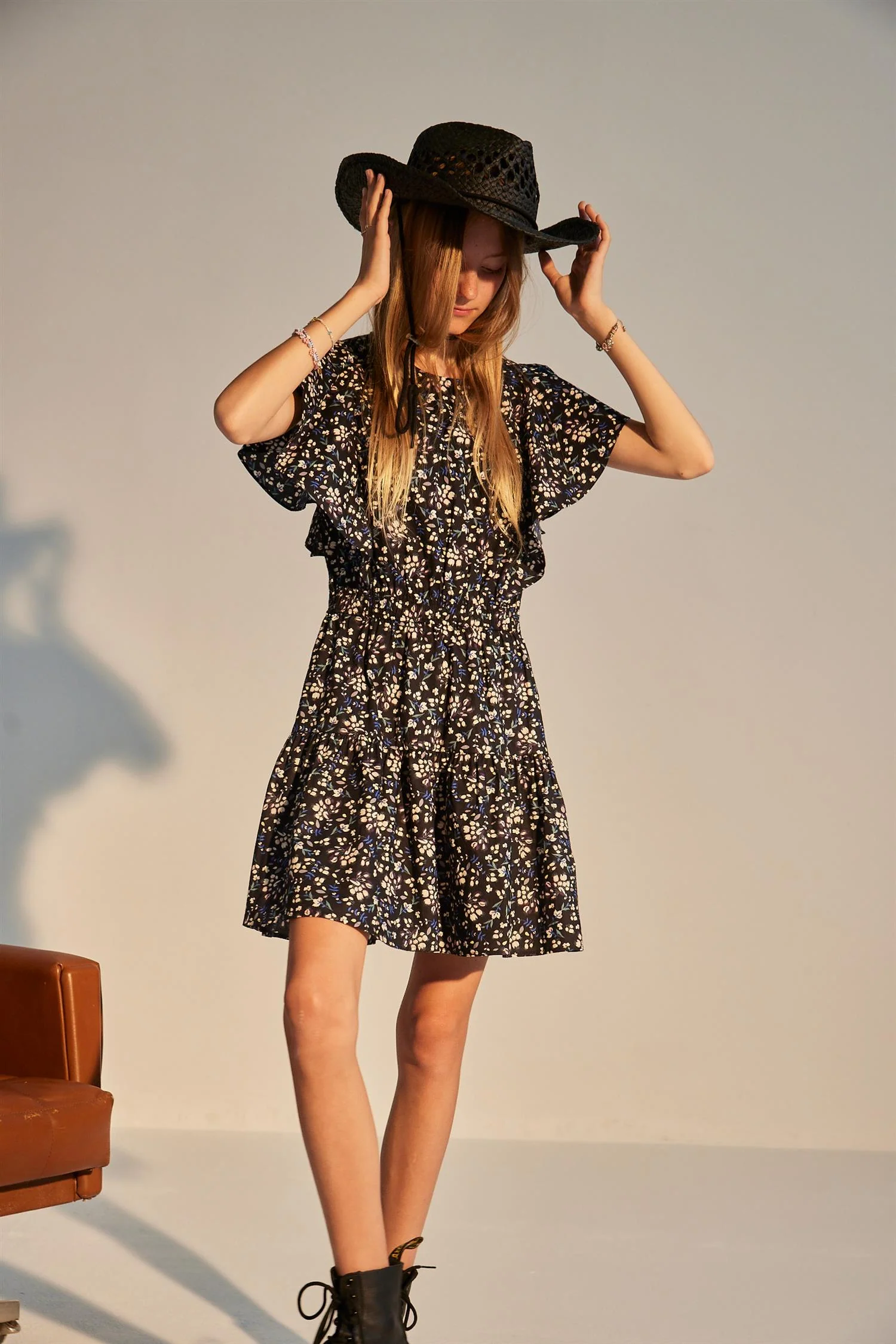 G SANDRINE SHORT DRESS  Black Flower Print - Image 4