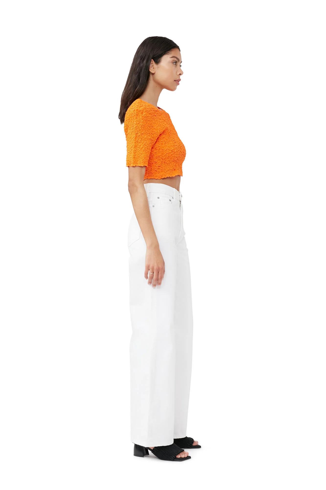 cropped smock top 860 Vibrant Orange - Image 3