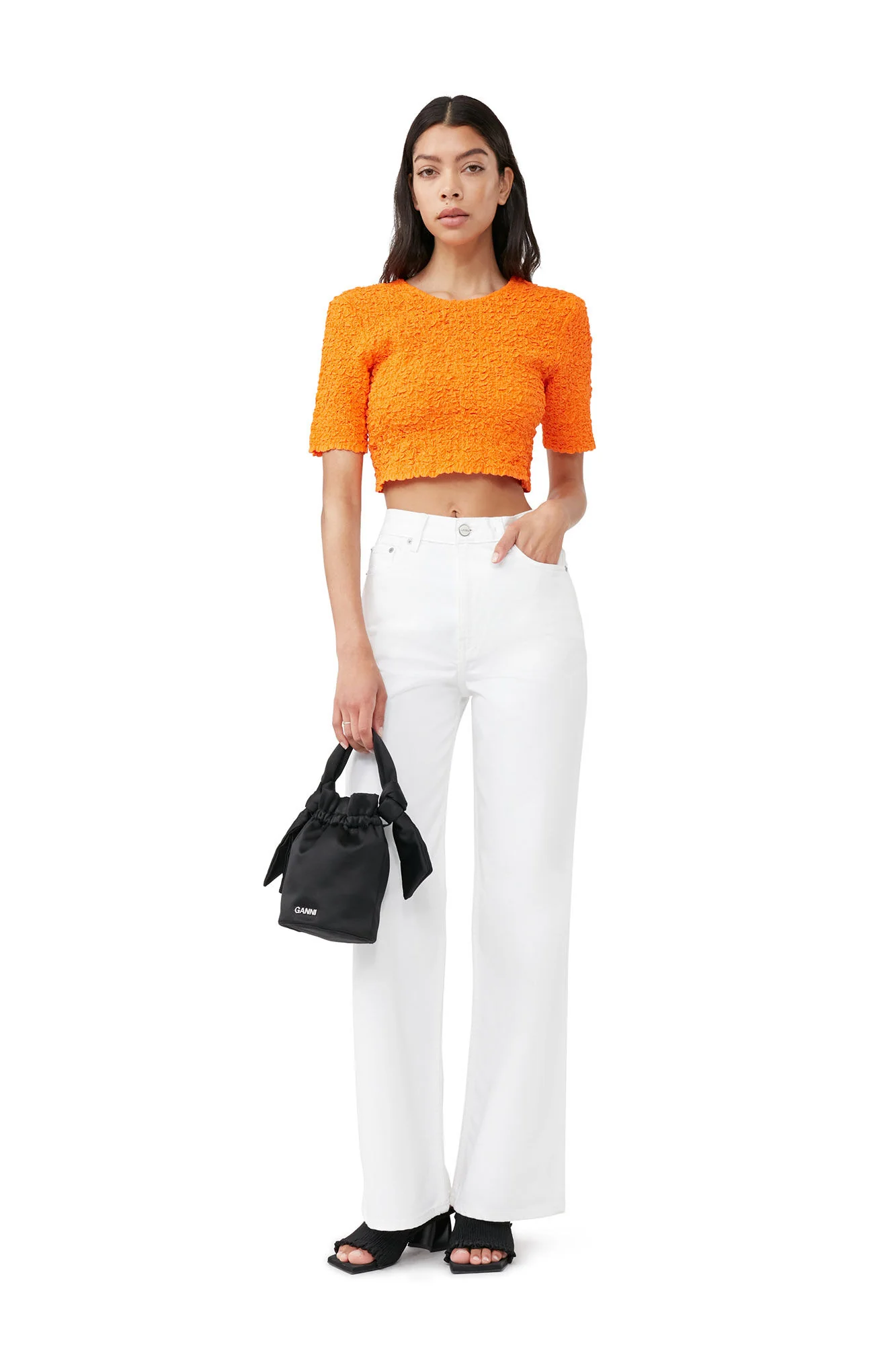 cropped smock top 860 Vibrant Orange - Image 4