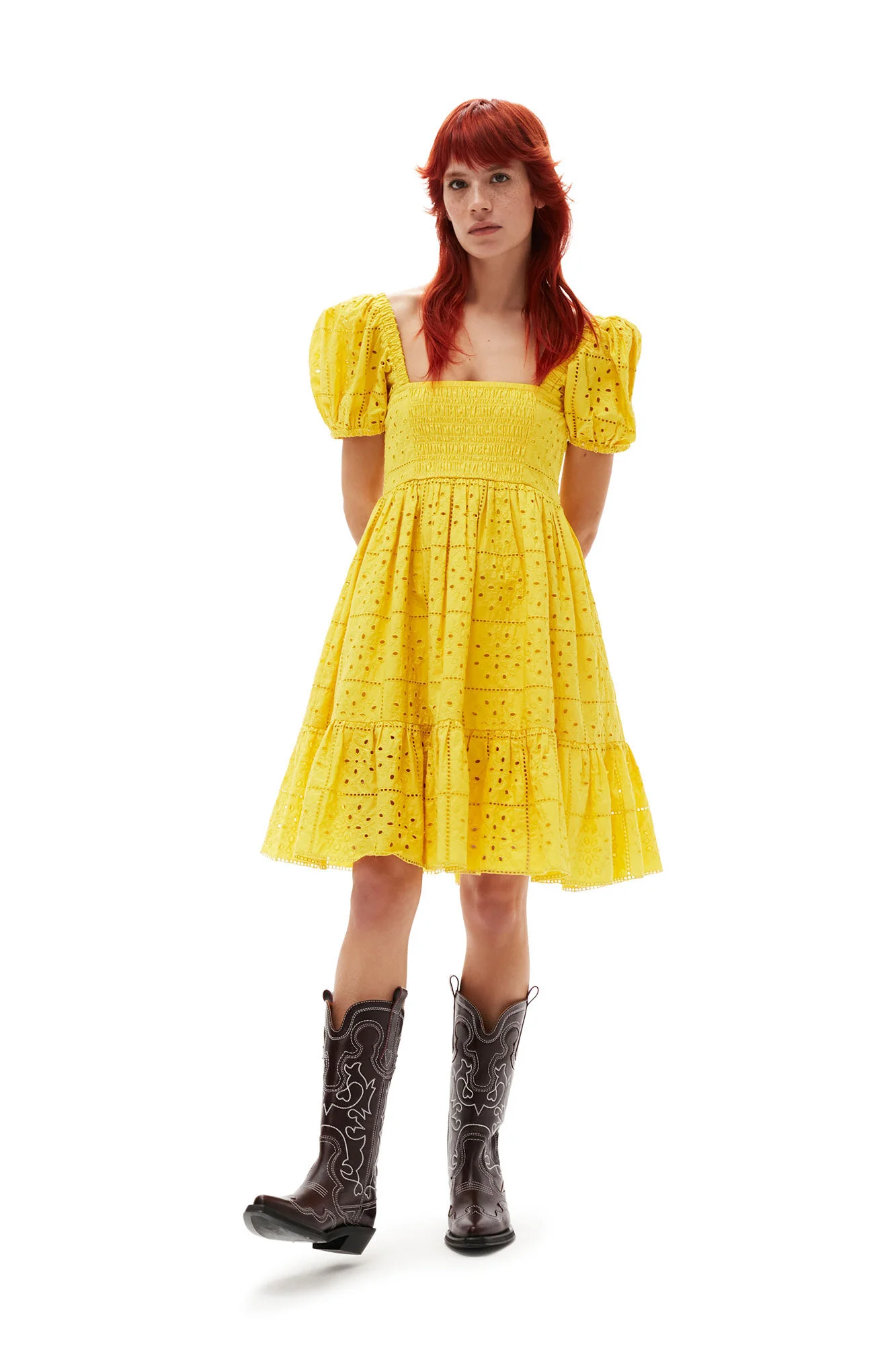 BRODERIE ANGLAISE MINI DRESS  Maize - Image 4