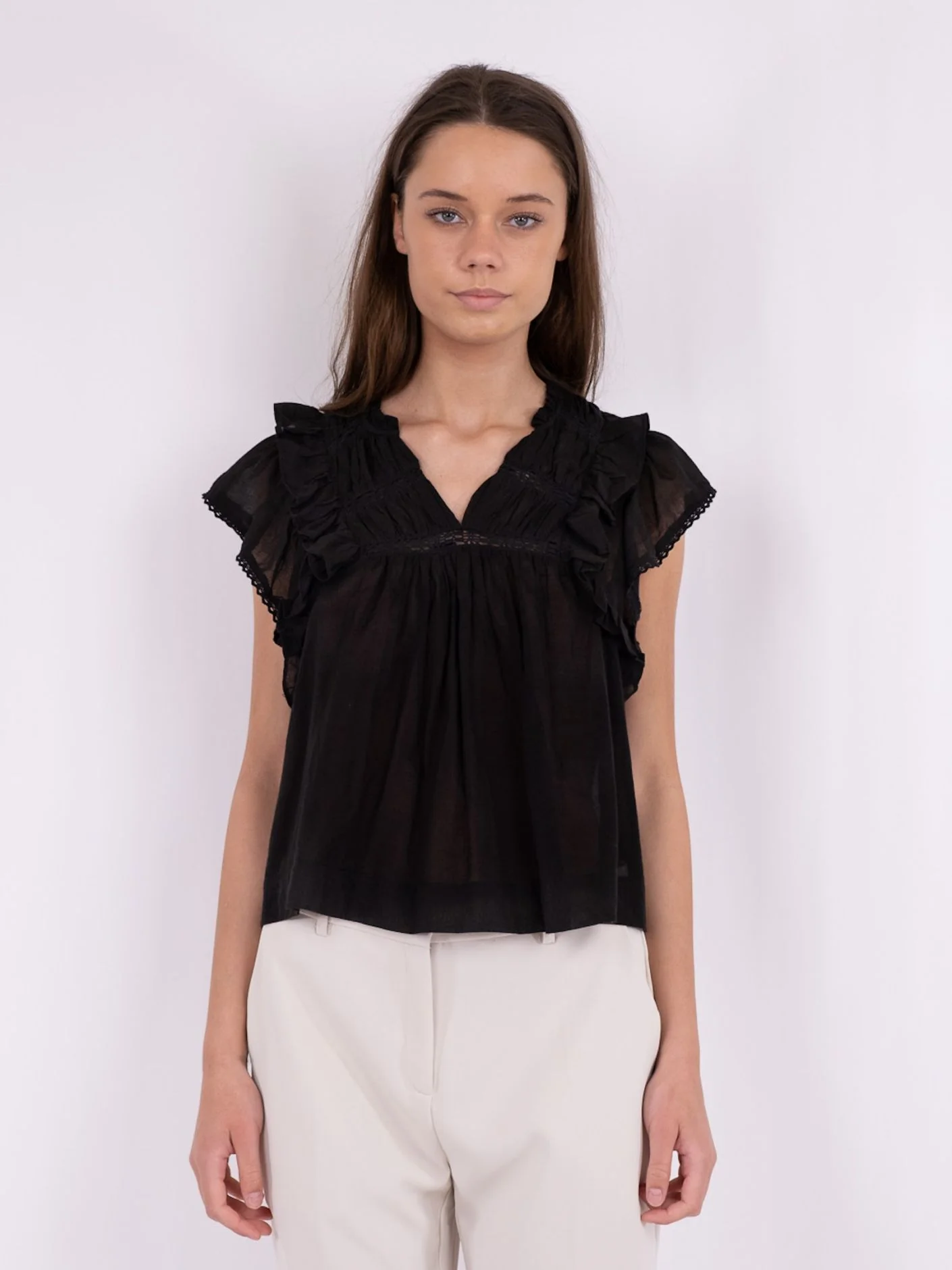 JAYLA S VOILE TOP  100 Black - Image 2