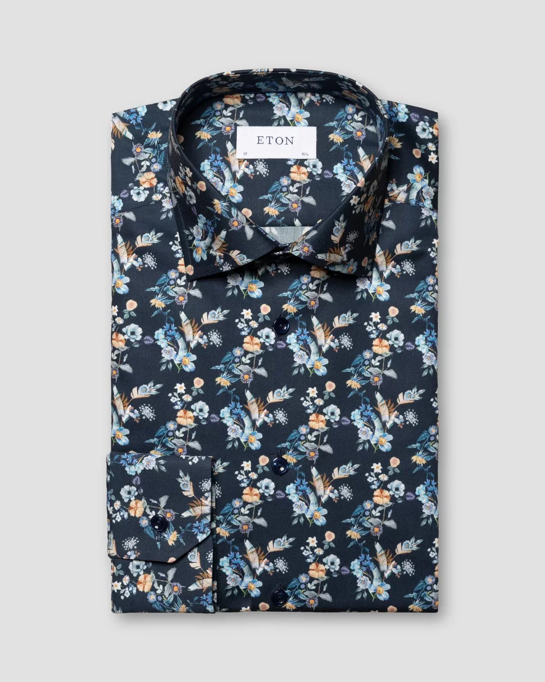 FLORAL PRINT TWILL SHIRT  Navy Blue - Image 3